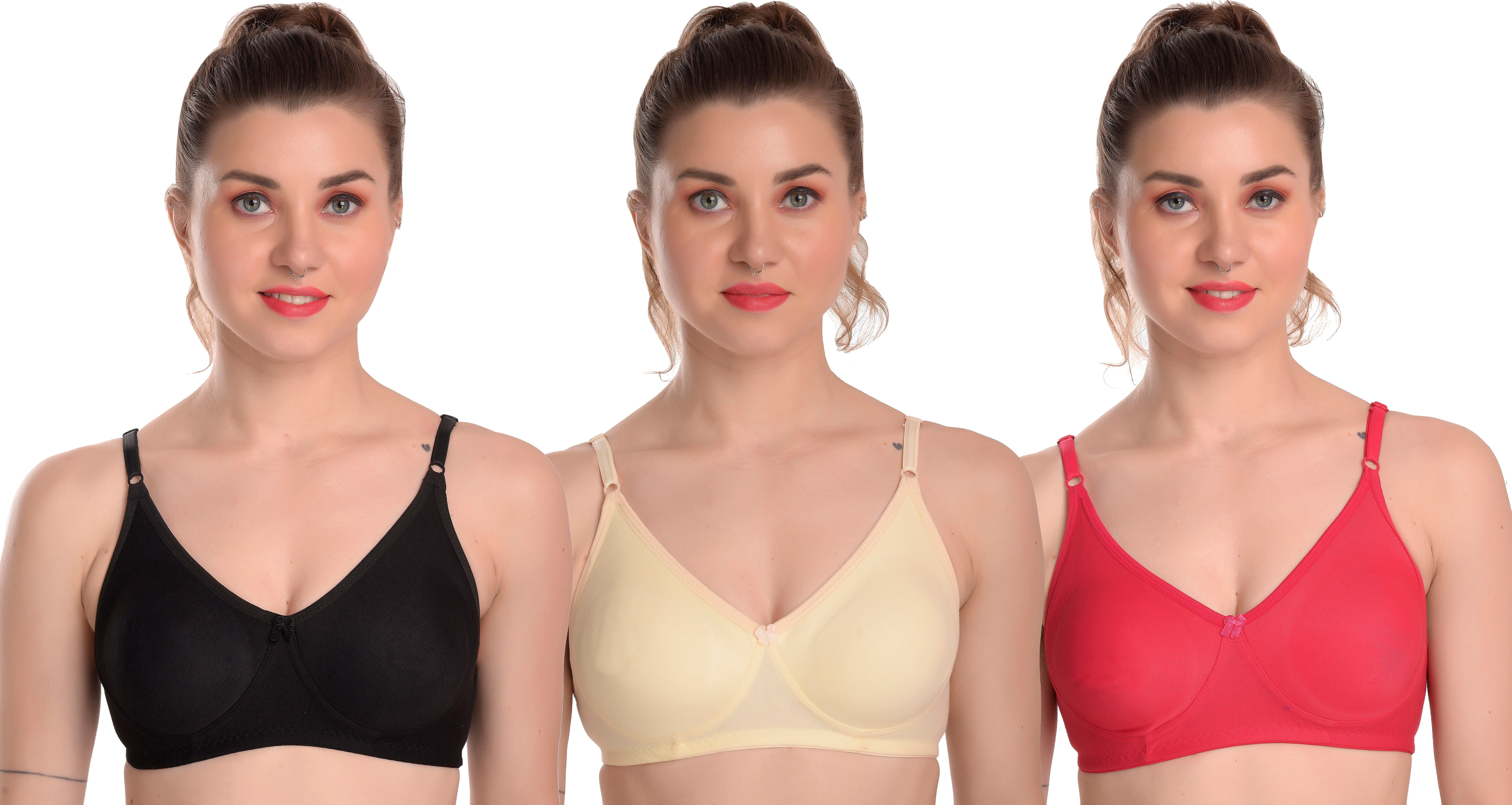 Pack of 3 Women T-Shirt Non Padded Bra-image-1