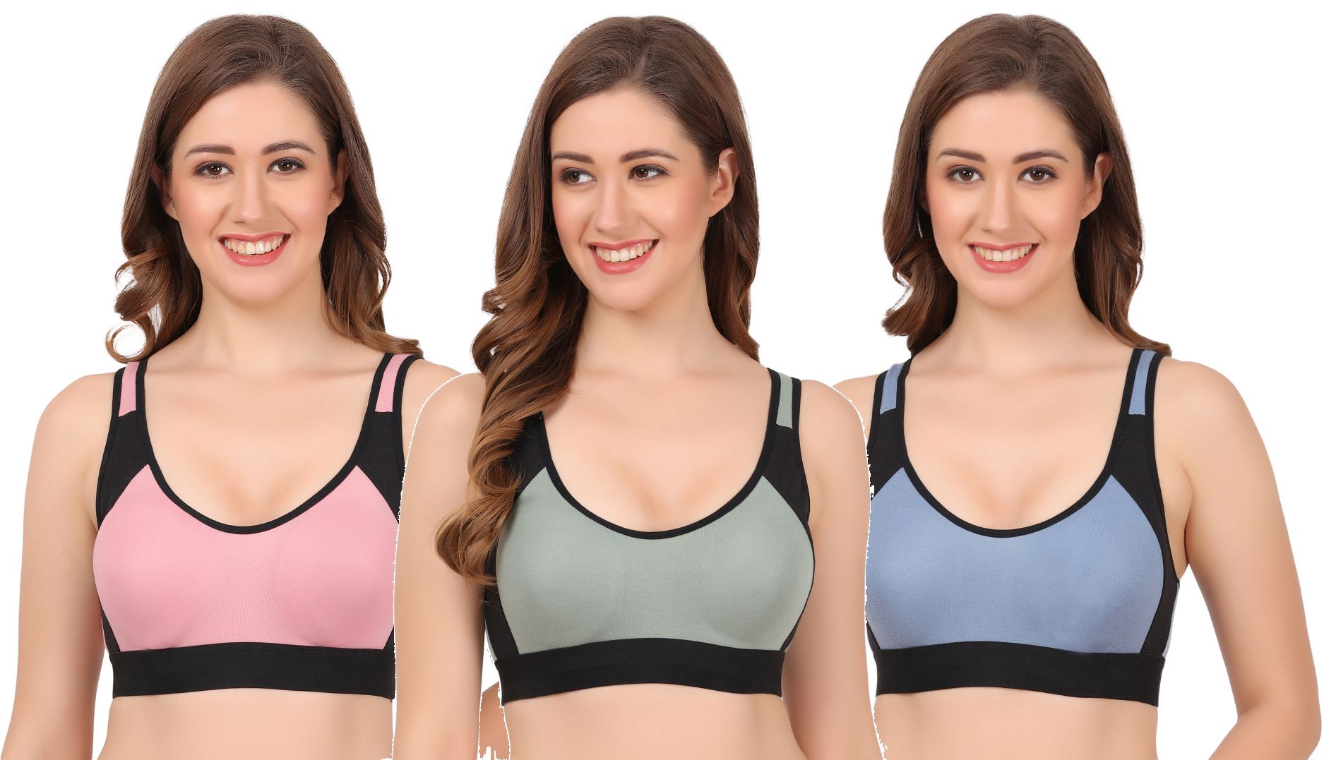 wonkey Pack of 3 Women Sports Non Padded Bra-picture-15