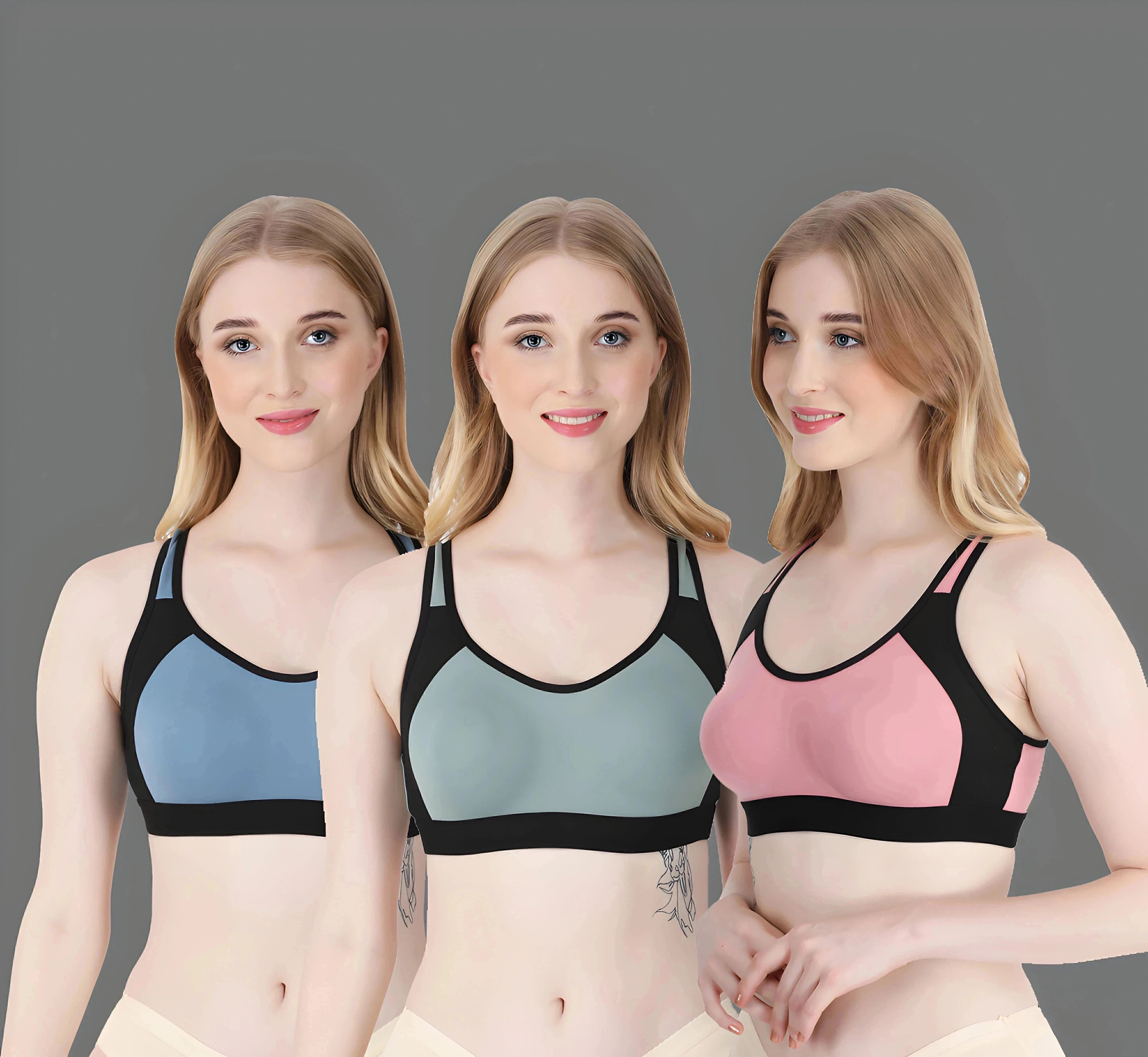 Pack of 3 Women Sports Non Padded Bra