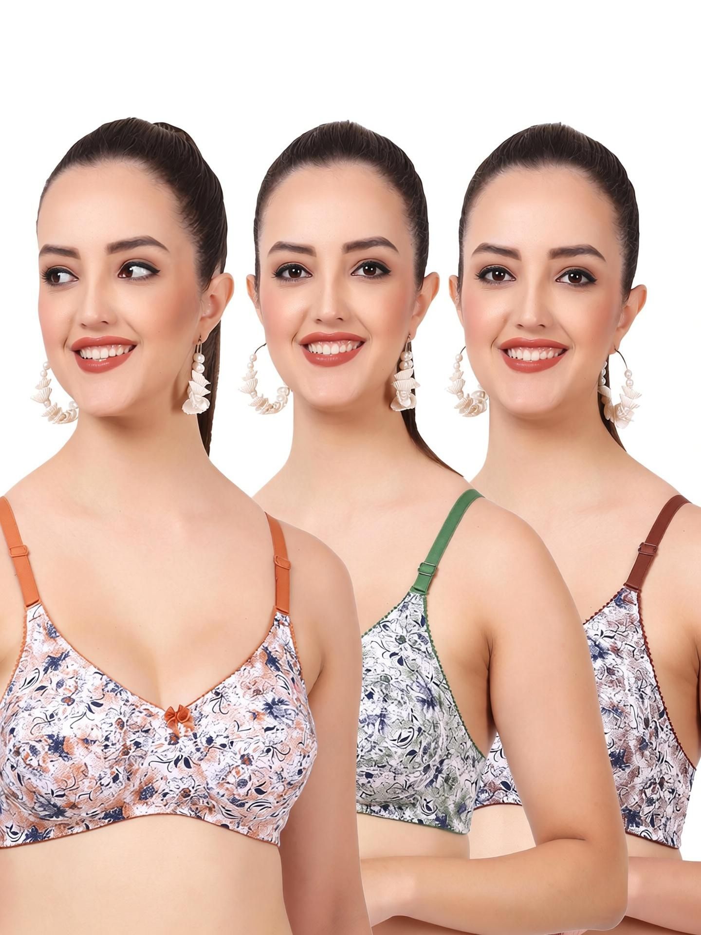 figurefit Pack of 3 Women Everyday Non Padded Bra-picture-11