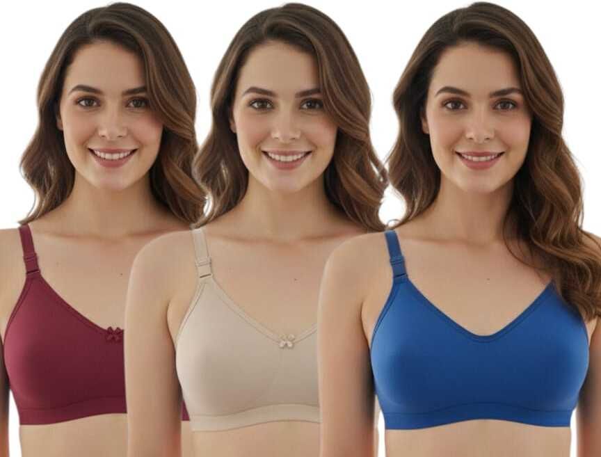 funahme Pack of 3 Women Full Coverage Non Padded Bra-picture-10