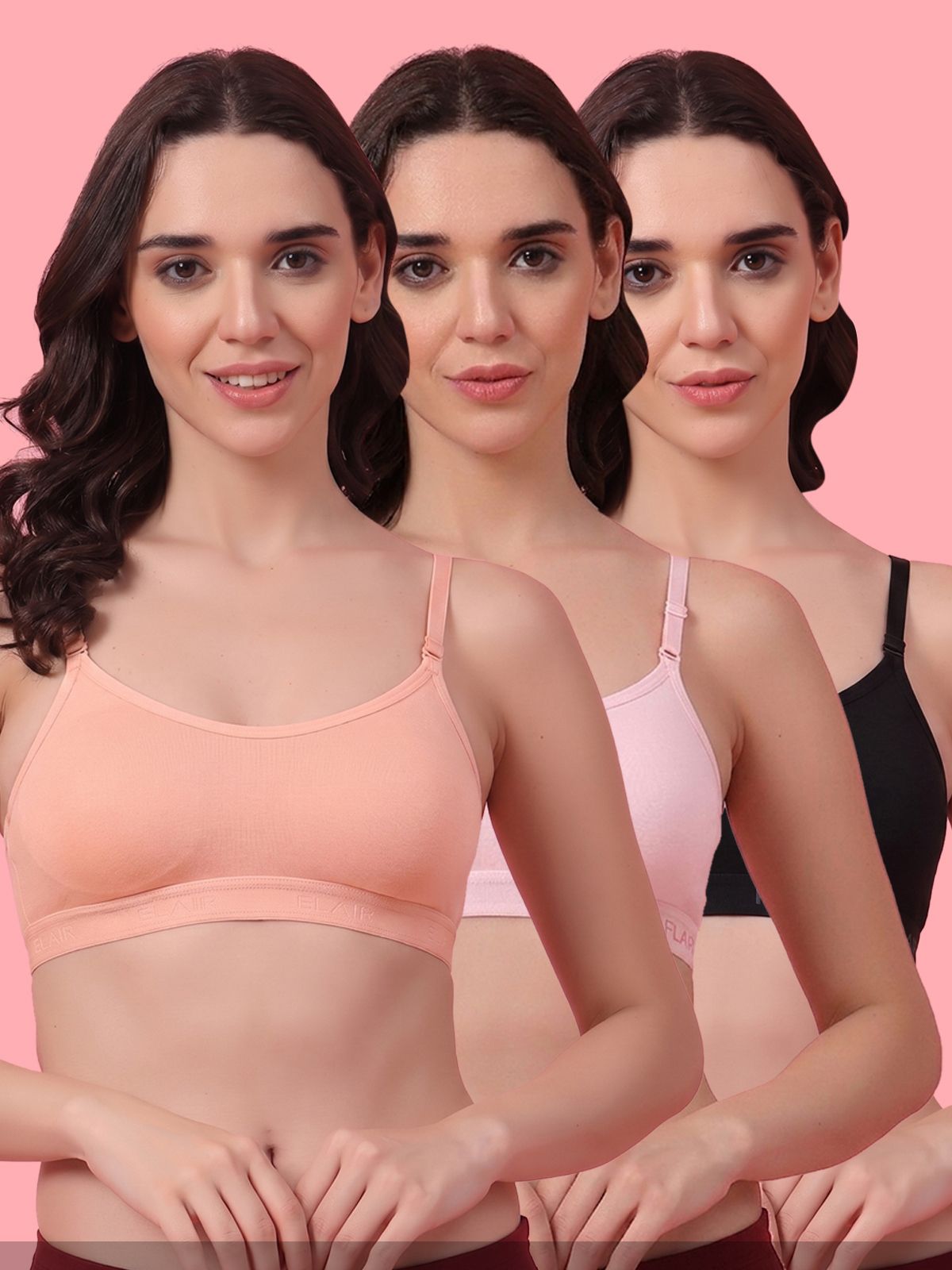 shyam sons flair Pack of 3 Women Sports Non Padded Bra-picture-17