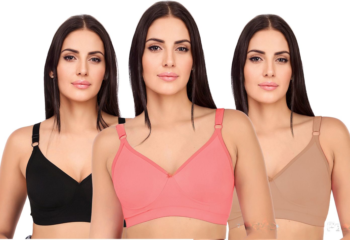 clothonics Pack of 3 Women Full Coverage Non Padded Bra-picture-10