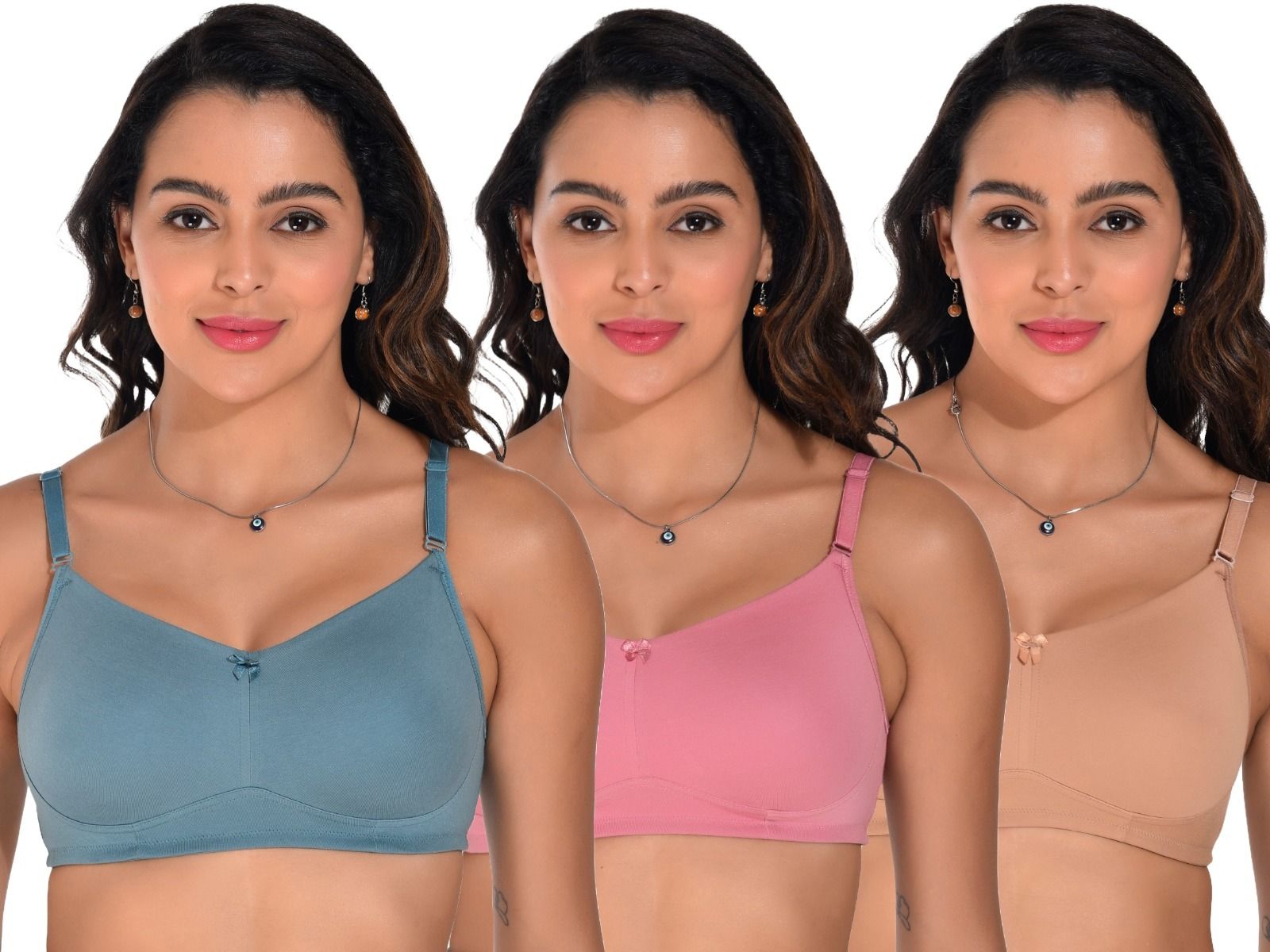 ladyland Pack of 3 Women T-Shirt Non Padded Bra-picture-21