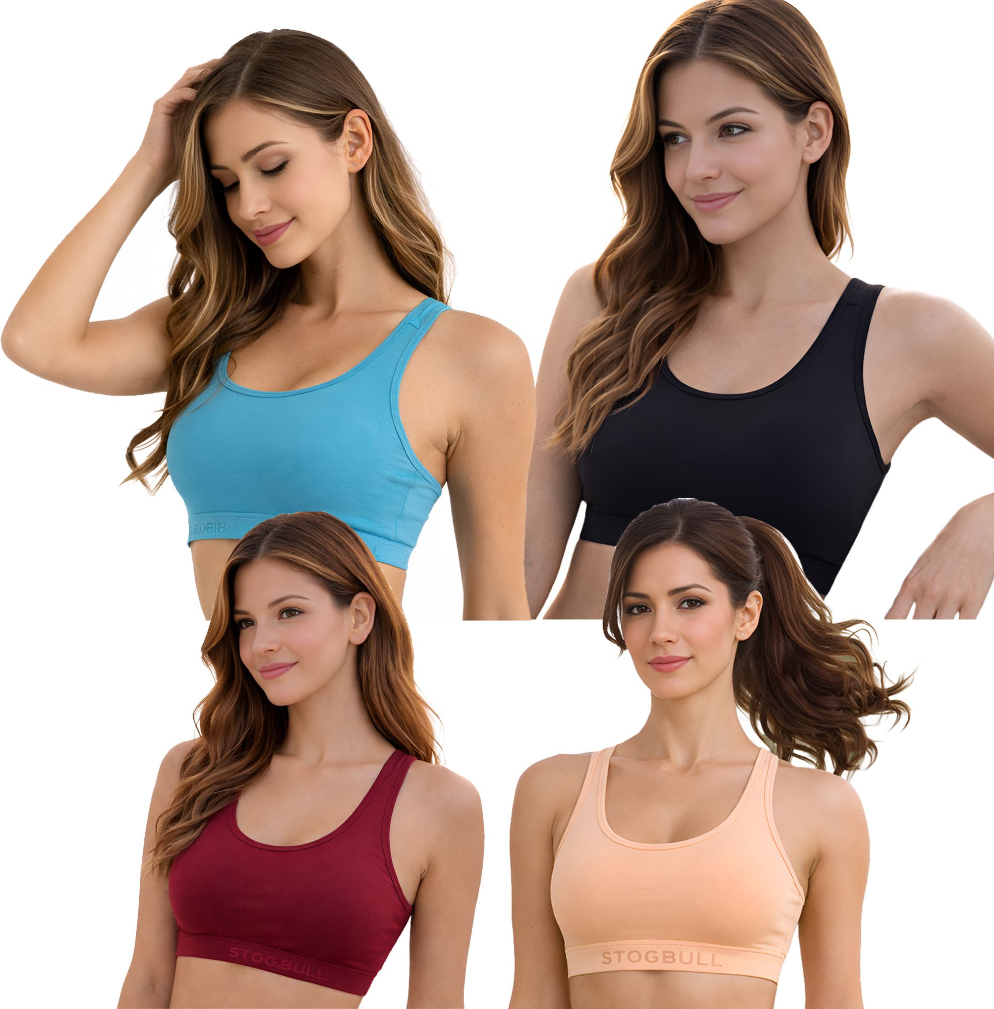 stogbull Pack of 4 Women Sports Non Padded Bra-picture-37