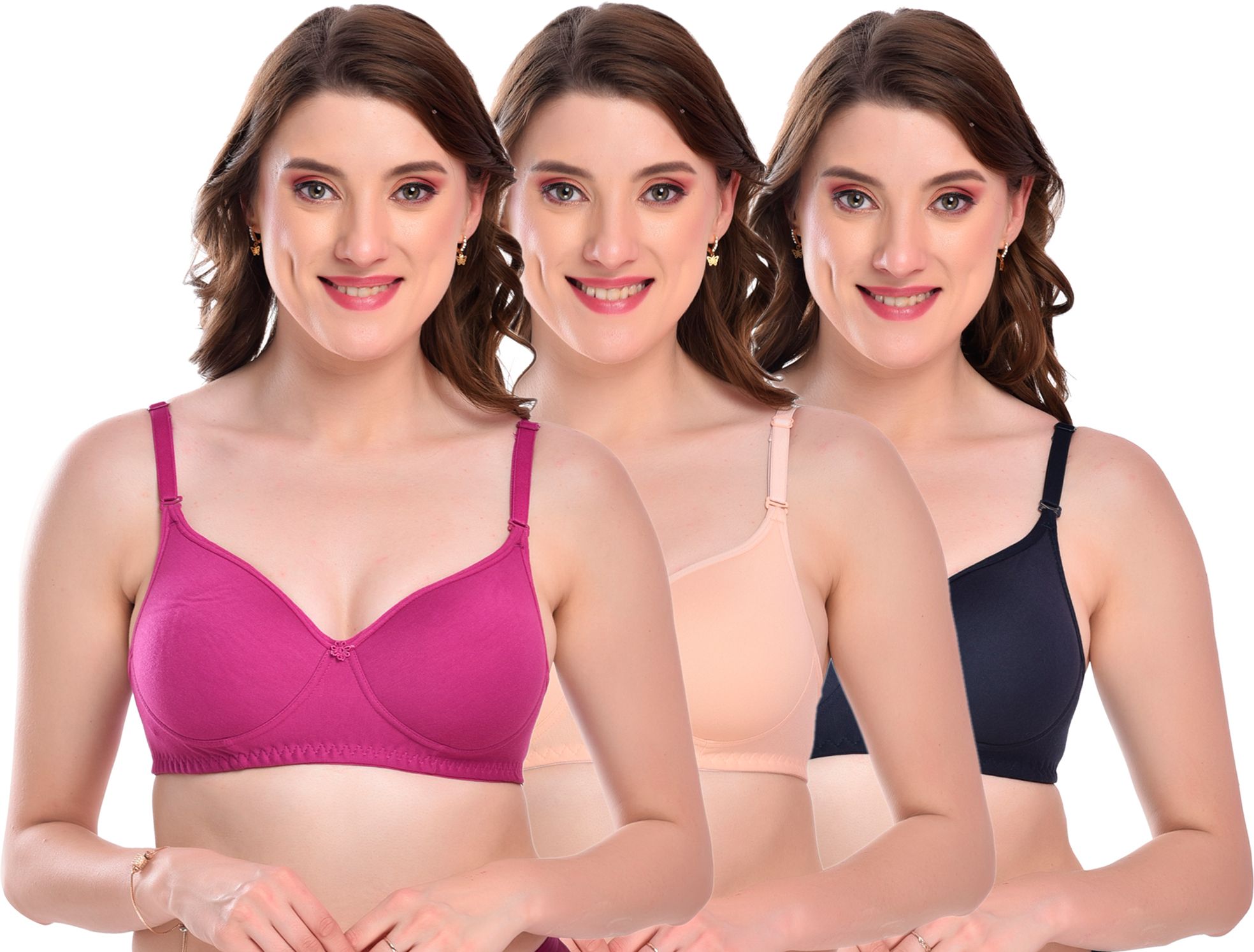Pack of 3 Women T-Shirt Non Padded Bra
