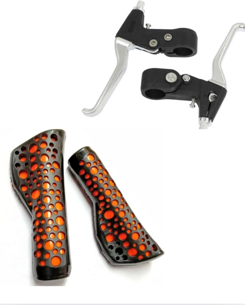 Bicycle Power Break Lever with Handle Grip Multicolored ( Random Colour & Design Brake Shoe-image-1