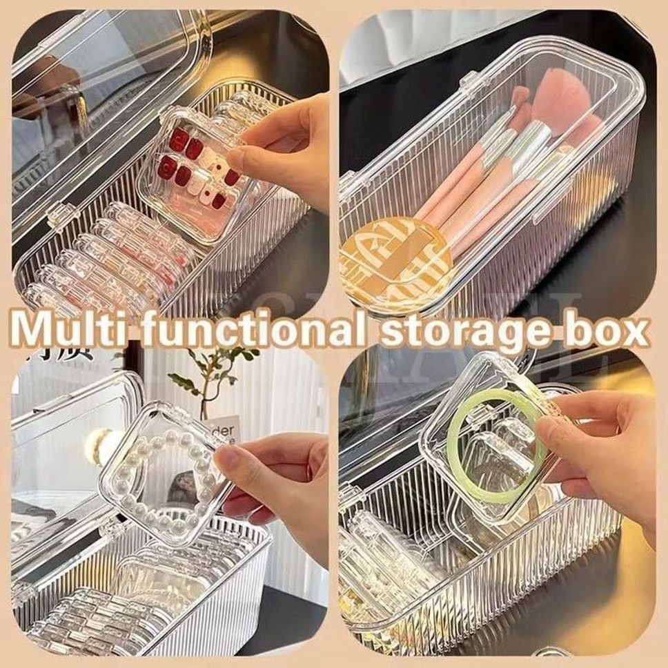 Acrylic Jewelry Organizer Box Set For Earrings, Bracelet, Rings, Necklace Strap on Breast Pillow