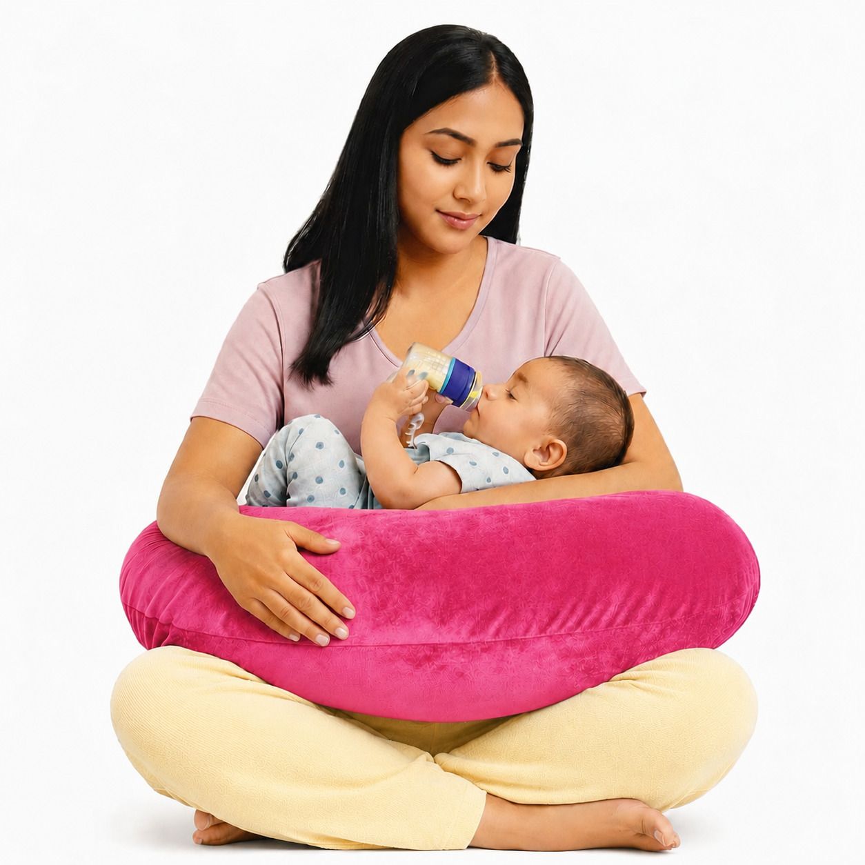 goldenhub Feeding Pillow for Mom & Baby | Soft Velvet Nursing Pillow | C Shape baby pillow Breastfeeding Pillow-picture-31