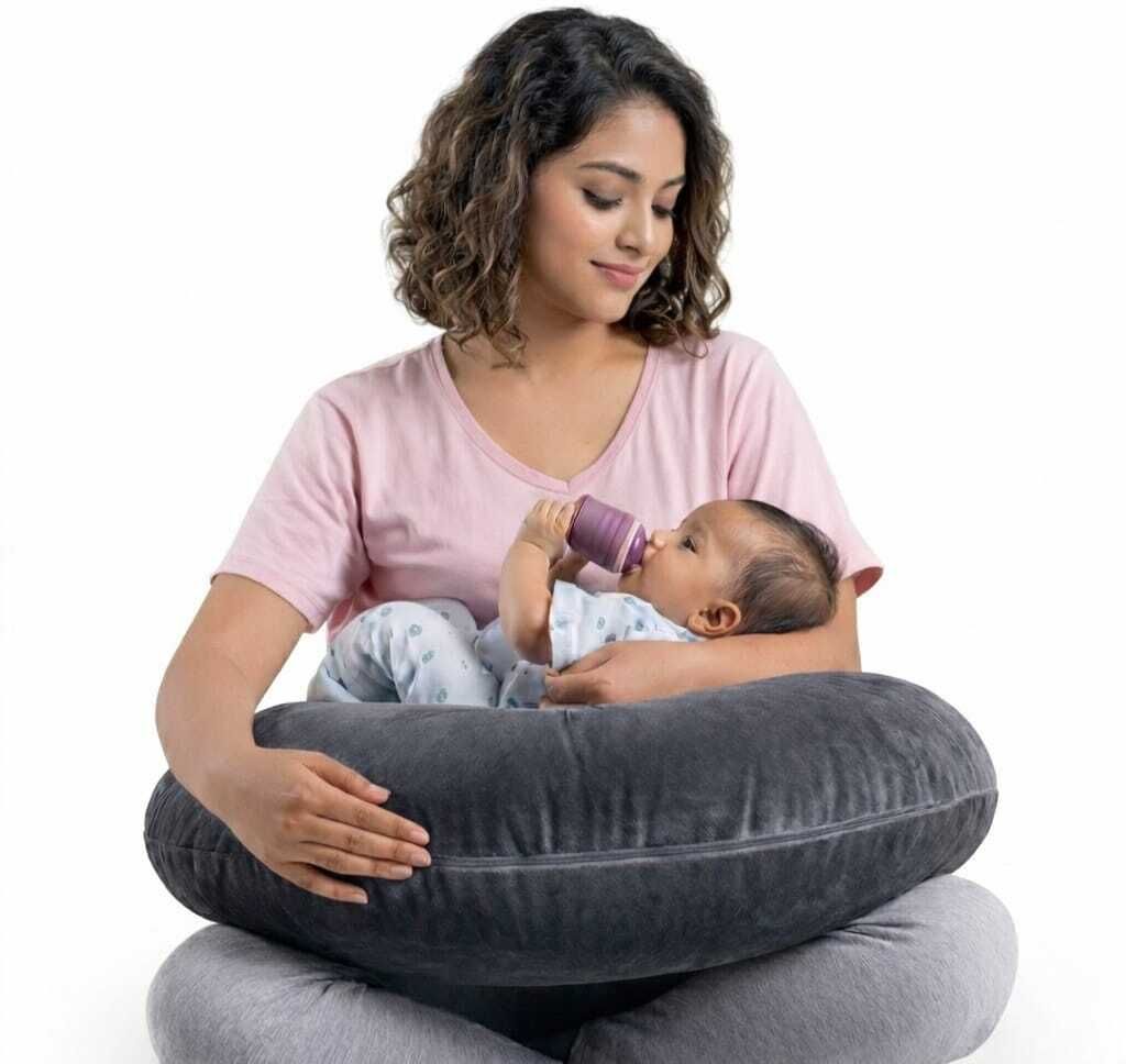 goldenhub Feeding pillow| Baby Nursing pillow| Removable cover with inner cover Breastfeeding Pillow-picture-24