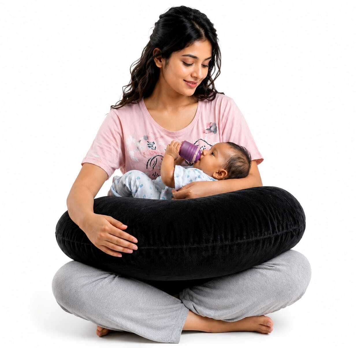 flipon Feeding Pillow for Mom & Baby | Soft Velvet Nursing Pillow | C Shape baby Pillow Breastfeeding Pillow-picture-6