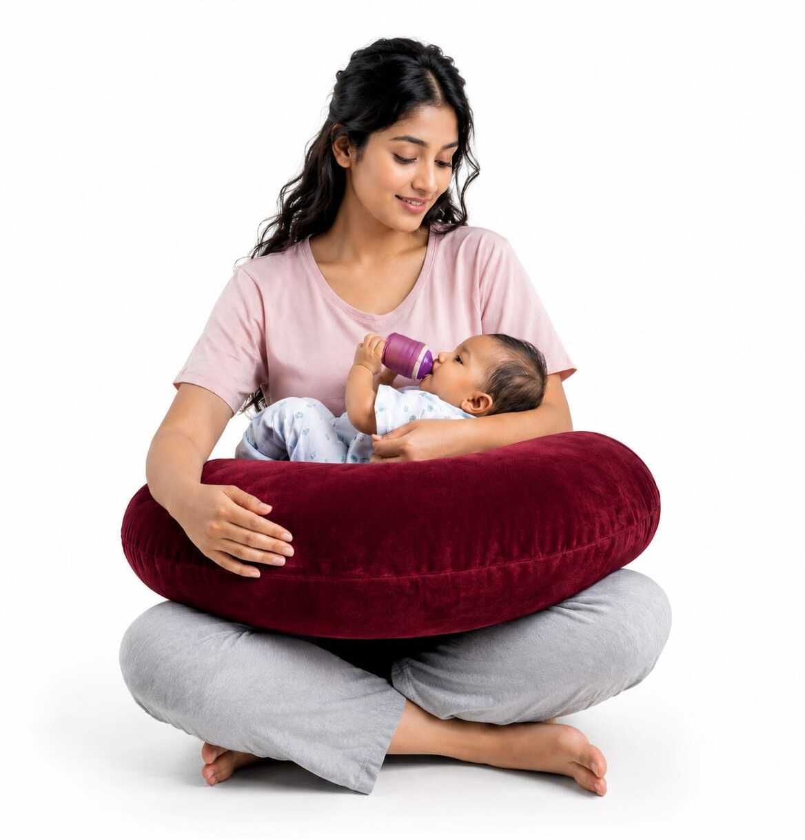 flipon Feeding Pillow for Mom & Baby | Soft Velvet Nursing Pillow | C Shape baby pillow Breastfeeding Pillow-picture-10