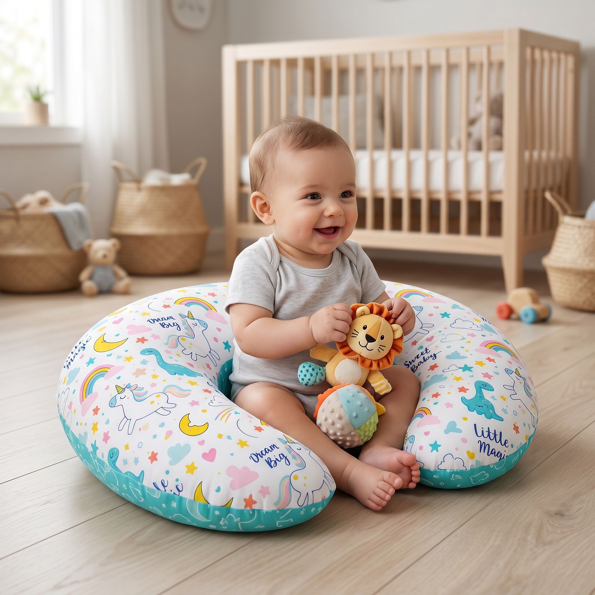 Feeding Pillow for Baby Cotton Blend Nursing Tummy Time Sitting Pillow Breastfeeding Pillow-image-31