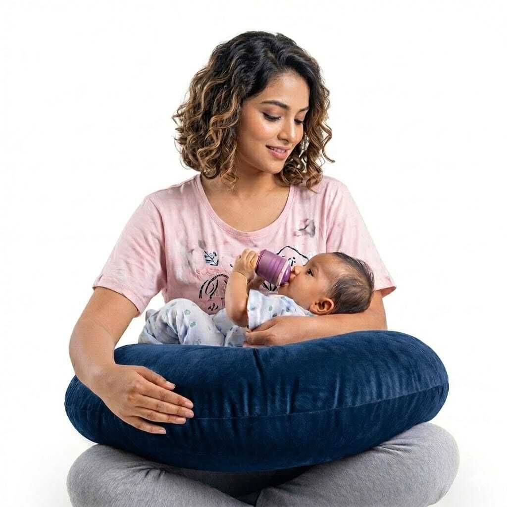 goldenhub Feeding pillow| Baby Nursing pillow| Removable cover with inner cover Breastfeeding Pillow-picture-26