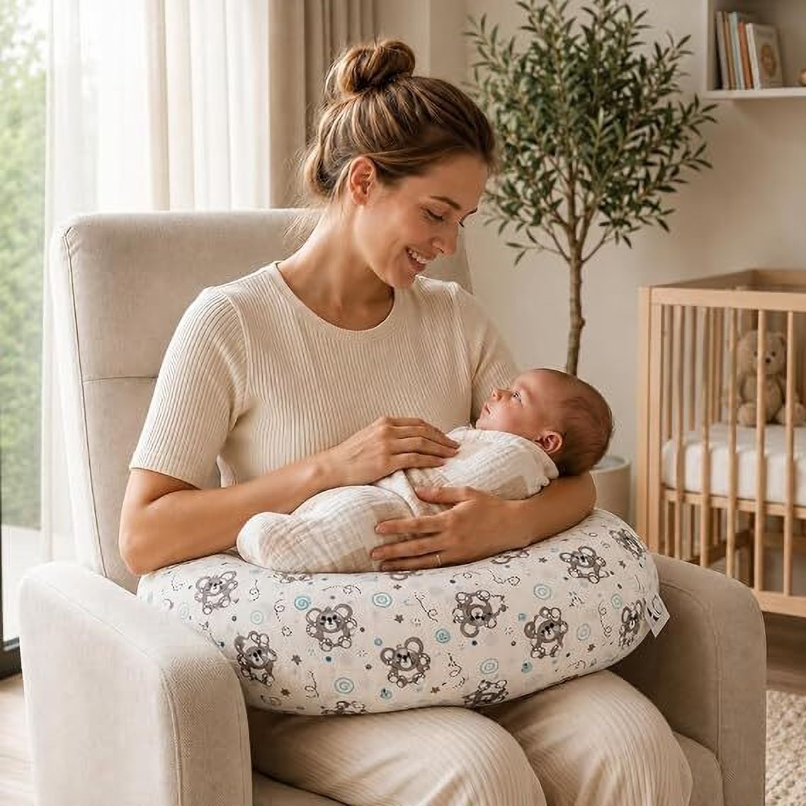 theauragen Baby Feeding Pillow for Breastfeeding & Nursing with Removable Washable Cover Breastfeeding Pillow-picture-15