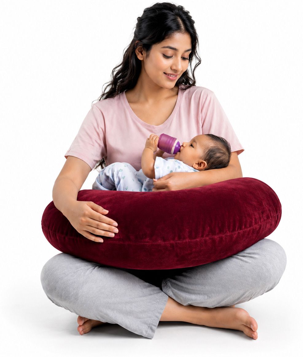 goldenhub Feeding Pillow for Mom & Baby | Soft Velvet Nursing Pillow | C Shape baby pillow Breastfeeding Pillow-picture-32