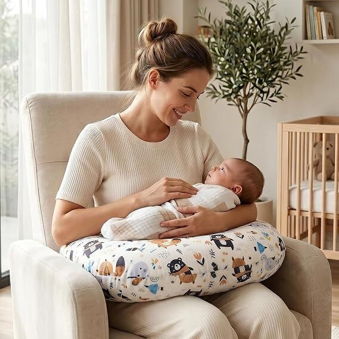 theauragen Baby Feeding Pillow for Breastfeeding & Nursing with Removable Washable Cover Breastfeeding Pillow-picture-16