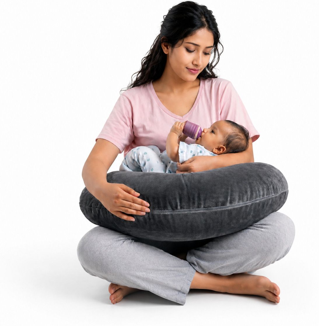 goldenhub Feeding Pillow for Mom & Baby | Soft Velvet Nursing Pillow | C Shape baby pillow Breastfeeding Pillow-picture-29