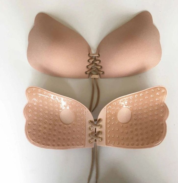 Women’s Invisible Push-Up Stick-On Bra for Party Wear (Black & Beige) Breast Nipple Shield