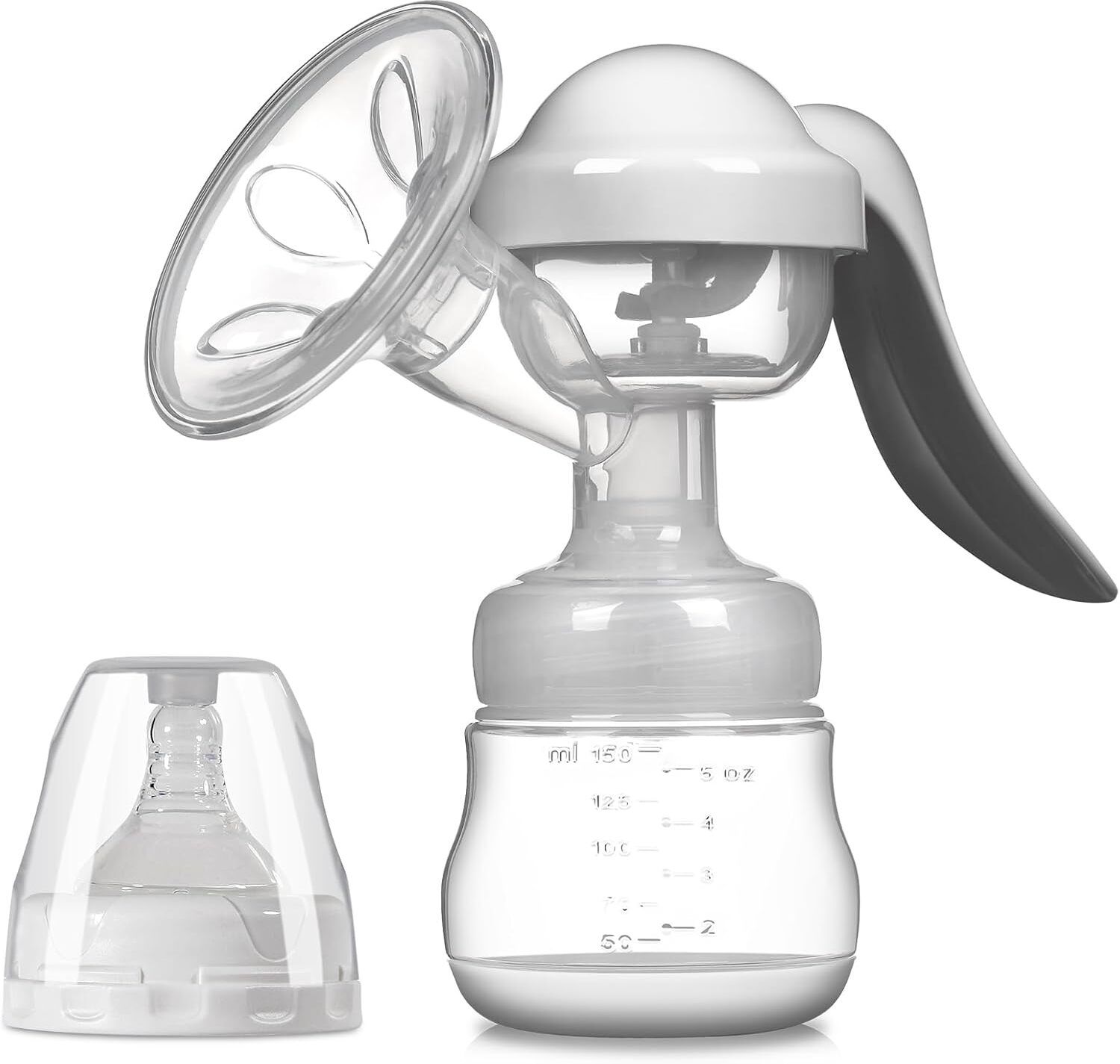 hustrud Manual Breast Pump with Feeding Bottle Soft Silicone Cushion Portable - Manual-picture-18
