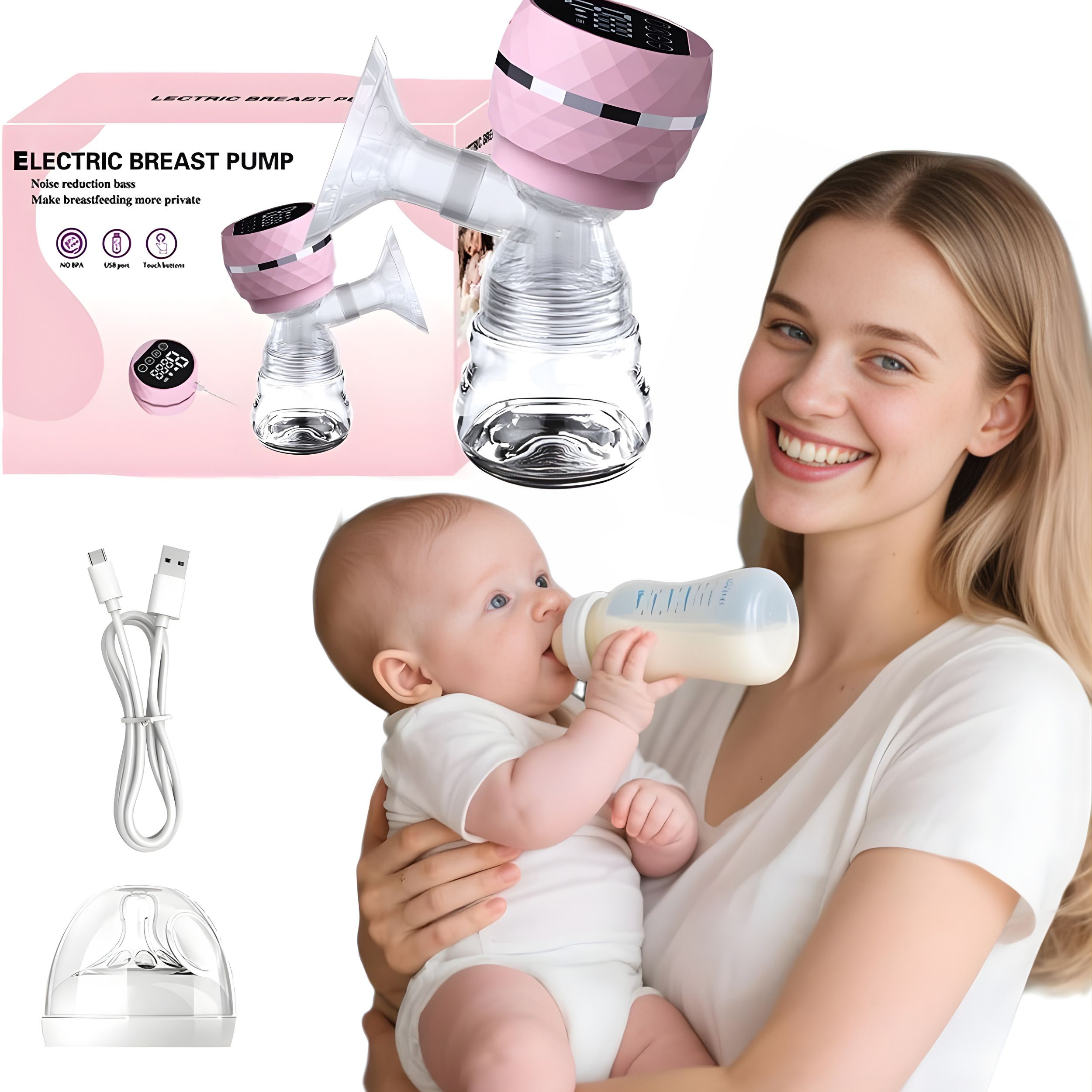 Manual Breast Pump Milk Extractor with Soft Silicone Shield for Nursing Moms - Electric-image-44