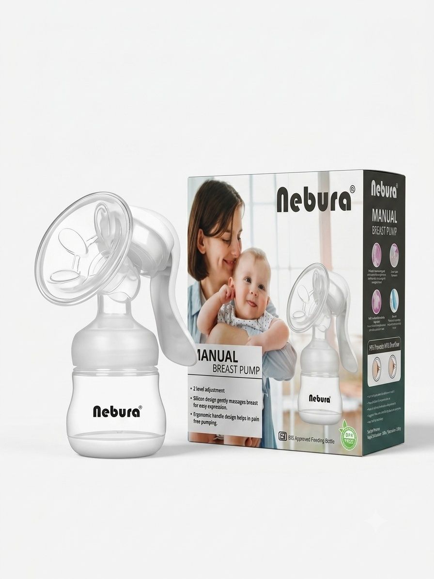 Lightweight Manual Breast Pump with Baby Feeding Bottle BPA Free - Manual-image-1