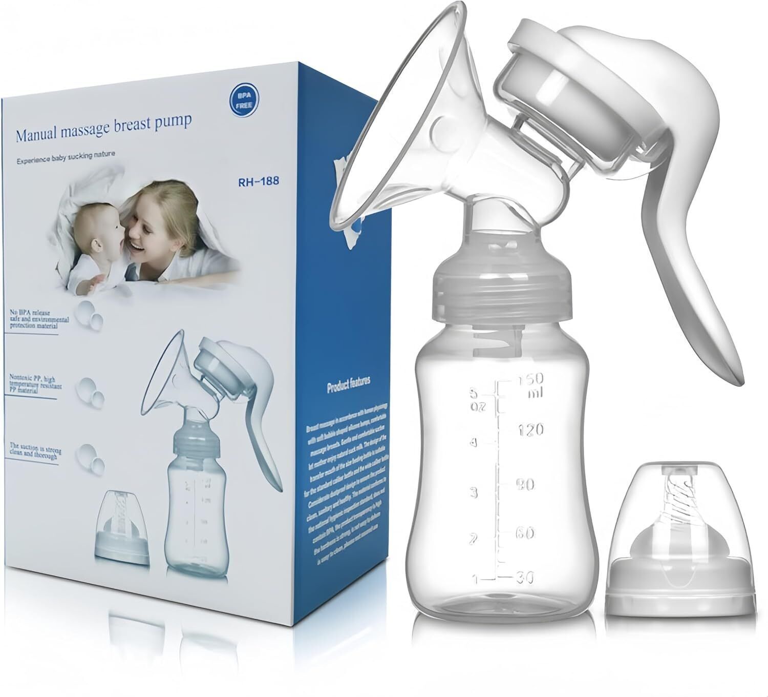 aentik Manual Breast Pump, 3 Level Suction Adjustment, Easy Massage Cushion & Ergonomic - Manual-picture-11