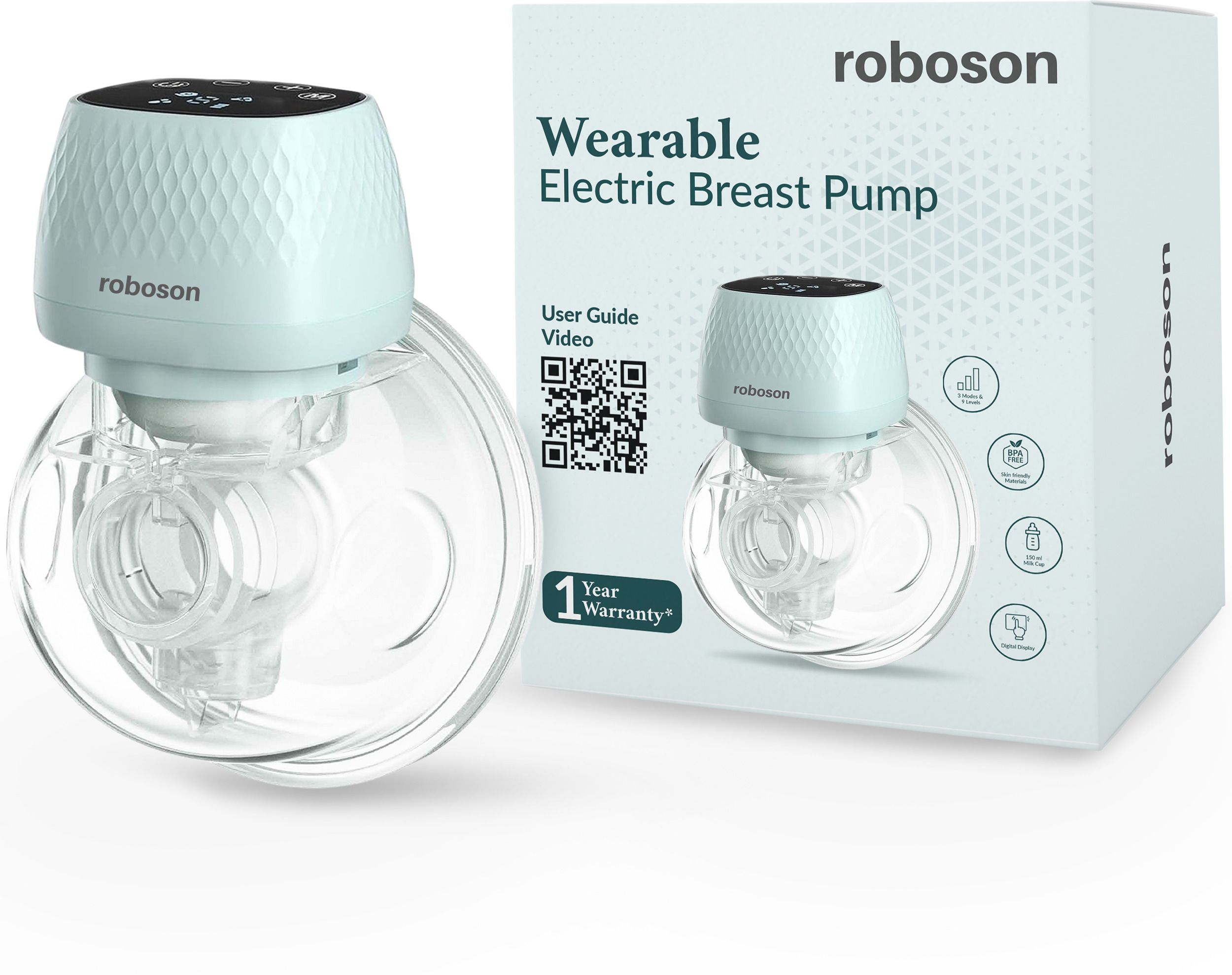 Wearable Electric Breast Pump with 3 Modes & 9 levels, with Rechargeable Battery- Electric