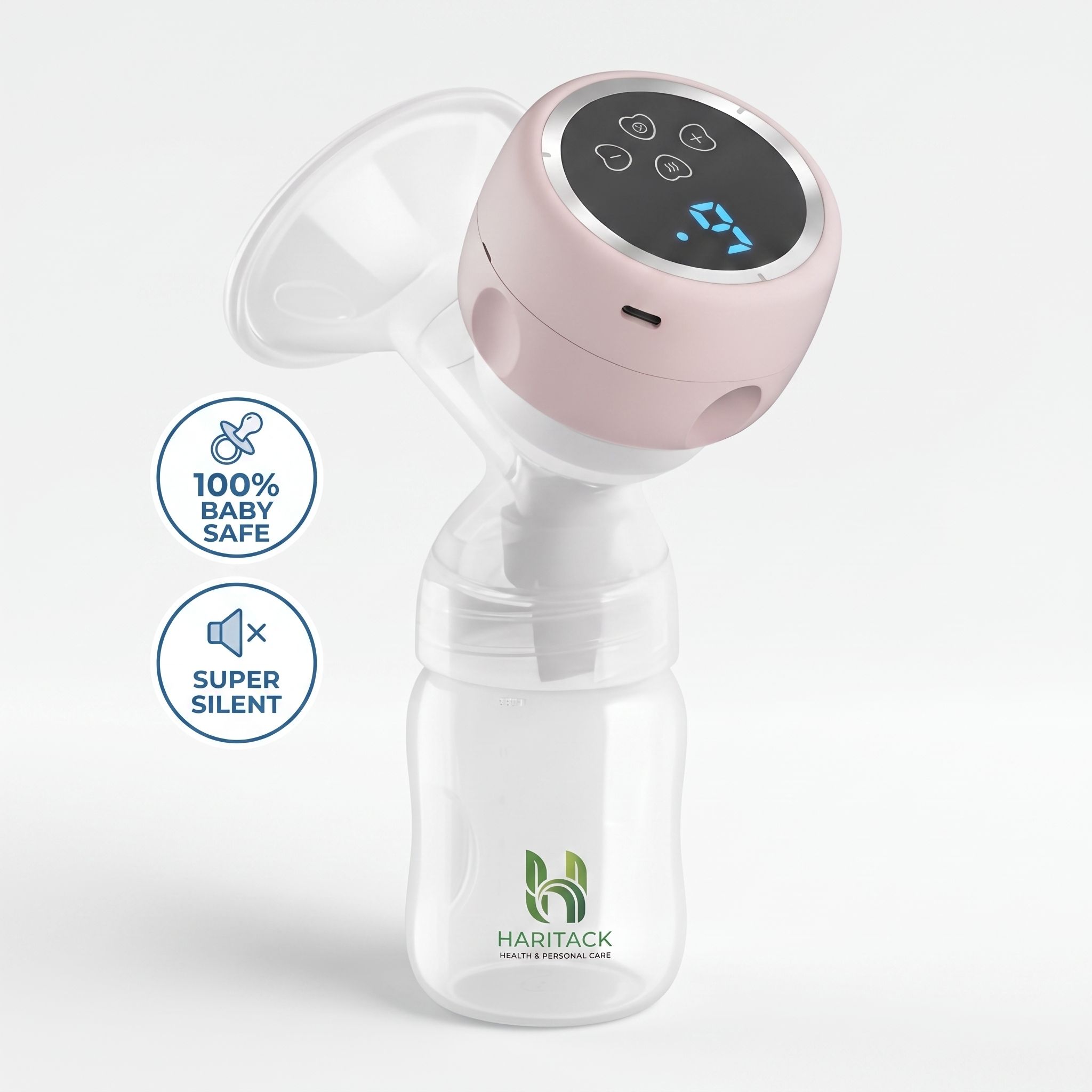 haritack Rechargeable Portable Electric Breast Pump Silent Touch Screen Nine Suction Mode - Electric-picture-5
