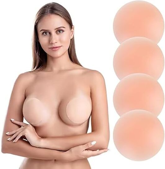 2 Pairs Reusable Nipple Covers for Women | Invisible Silicone Pasties 1 Size Breast Supple Cup