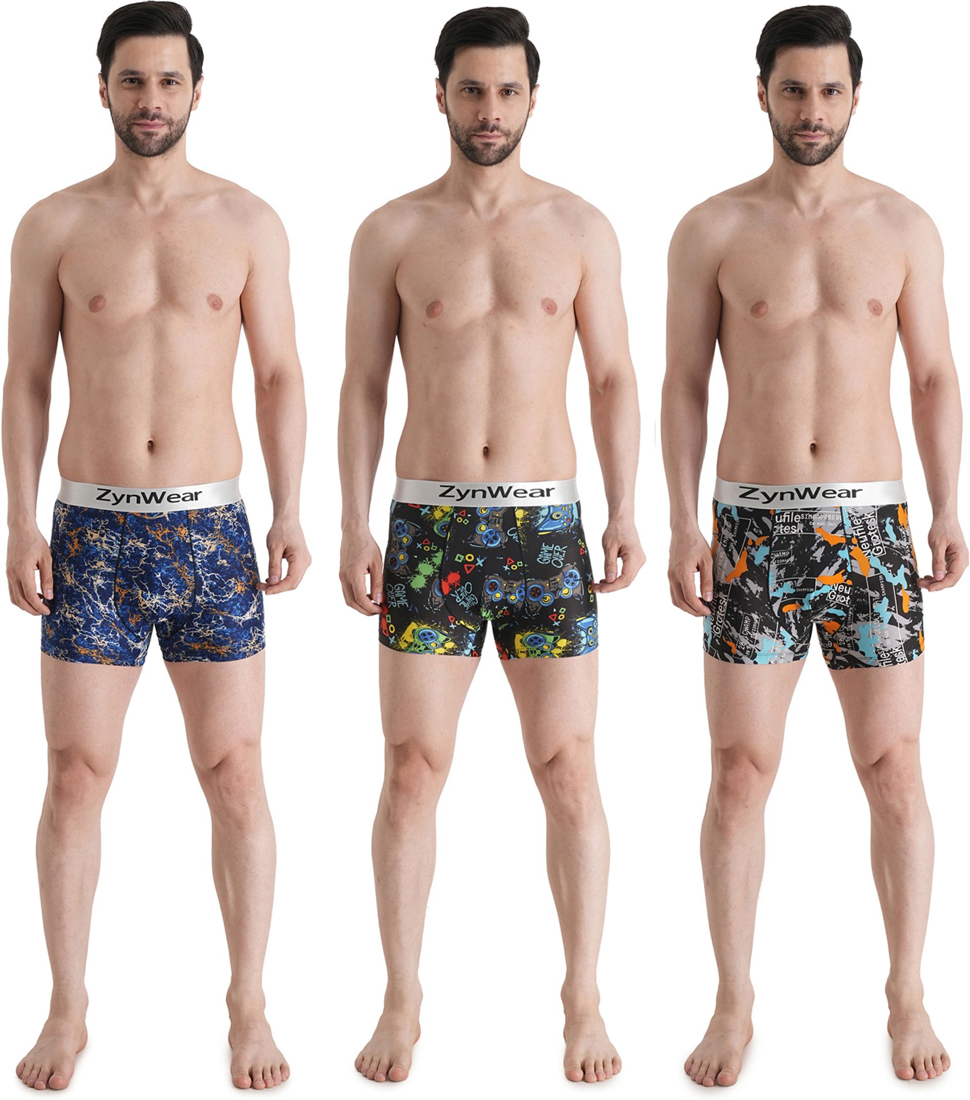 zyn wear Pack of 3 Printed, Graphic Print Men Trunk-picture-11