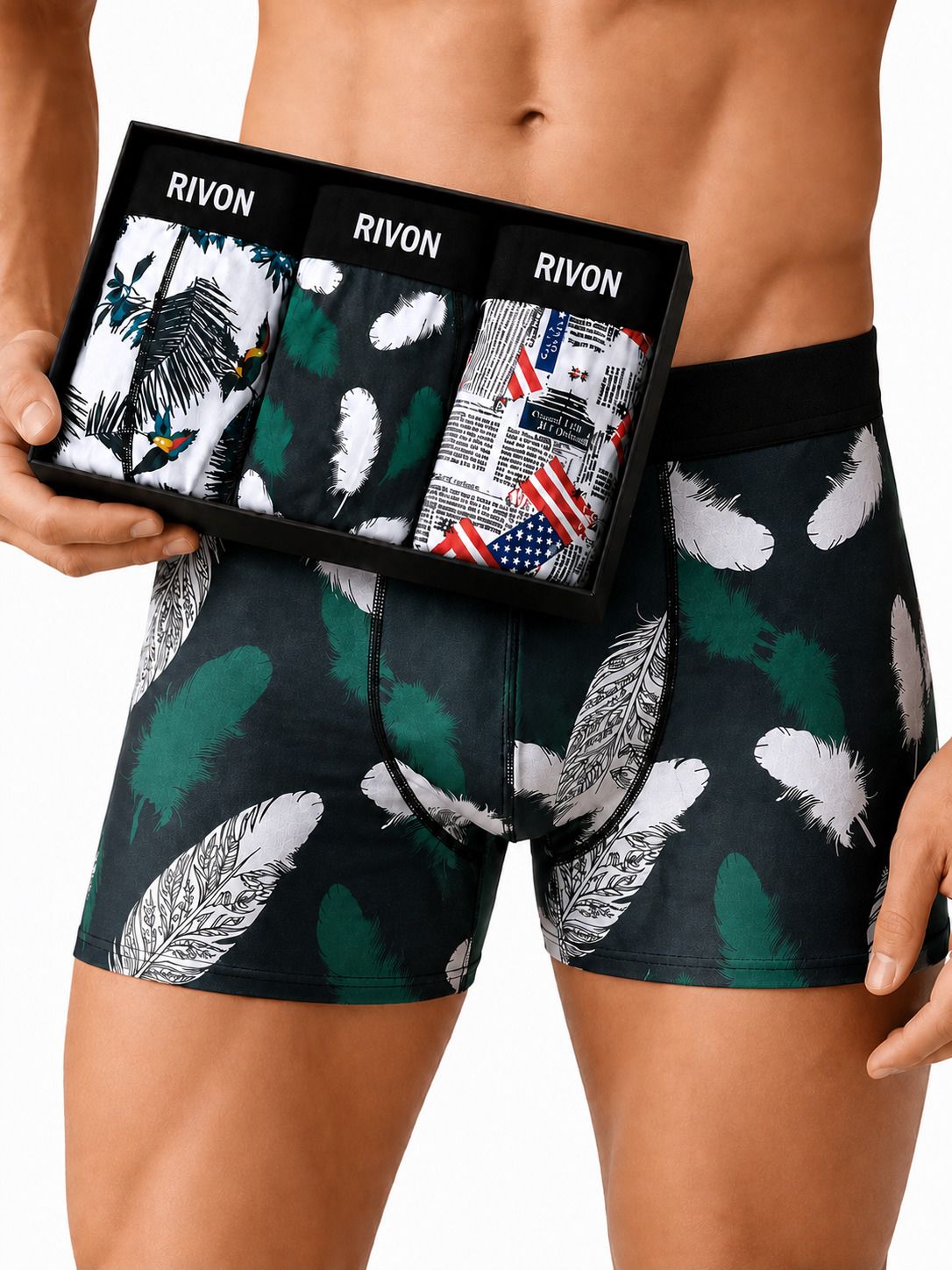 rivon Pack of 3 Printed, Graphic Print Men Trunk-picture-34