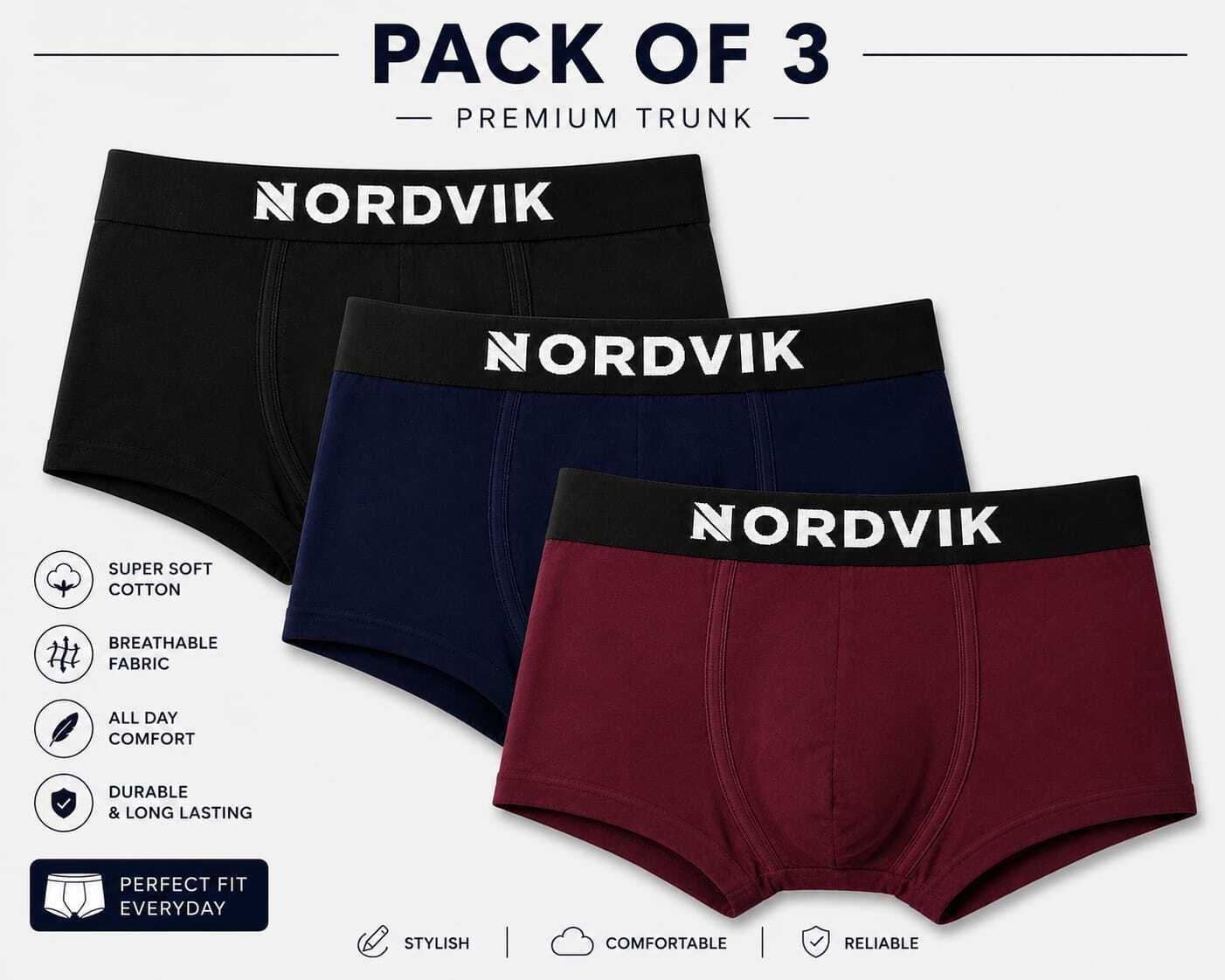 nordvik Pack of 3 Solid Men Trunk-picture-24