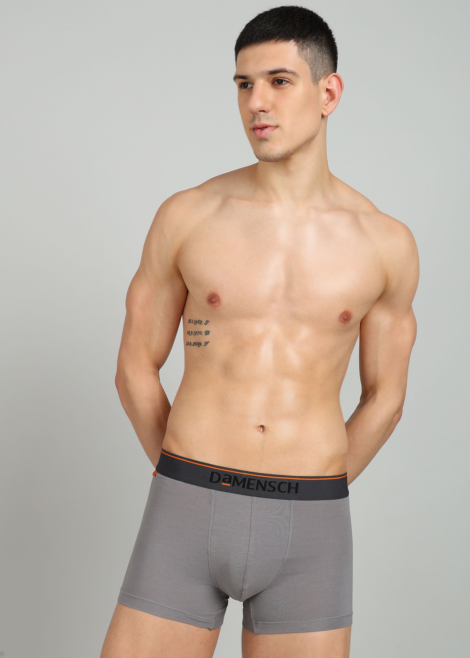 damensch Deo-Cotton Anti-Bacterial Grey Solid Men Trunk-picture-24