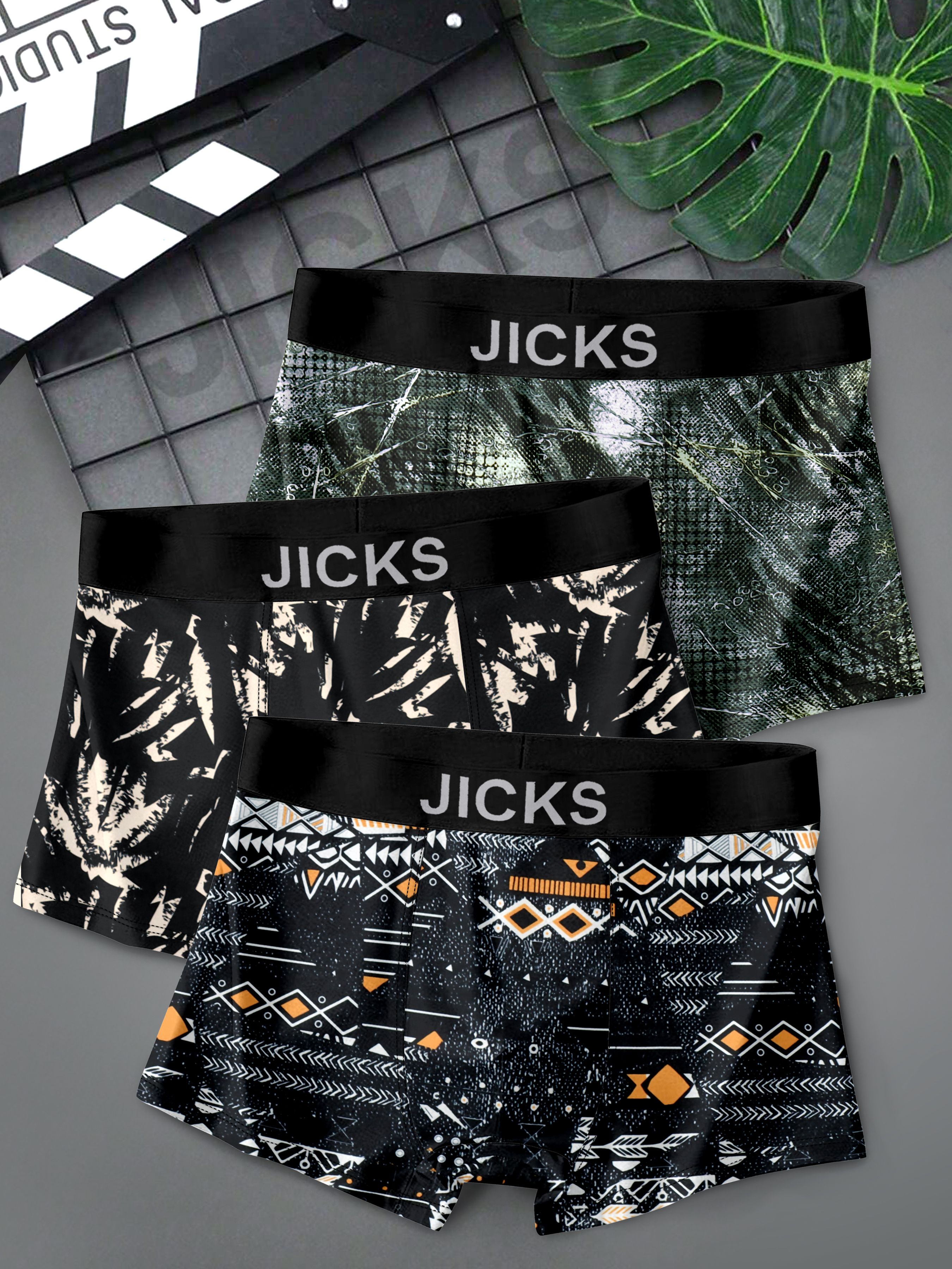 jicks Pack of 3 Camouflage, Printed, Geometric Print Men Trunk-picture-38
