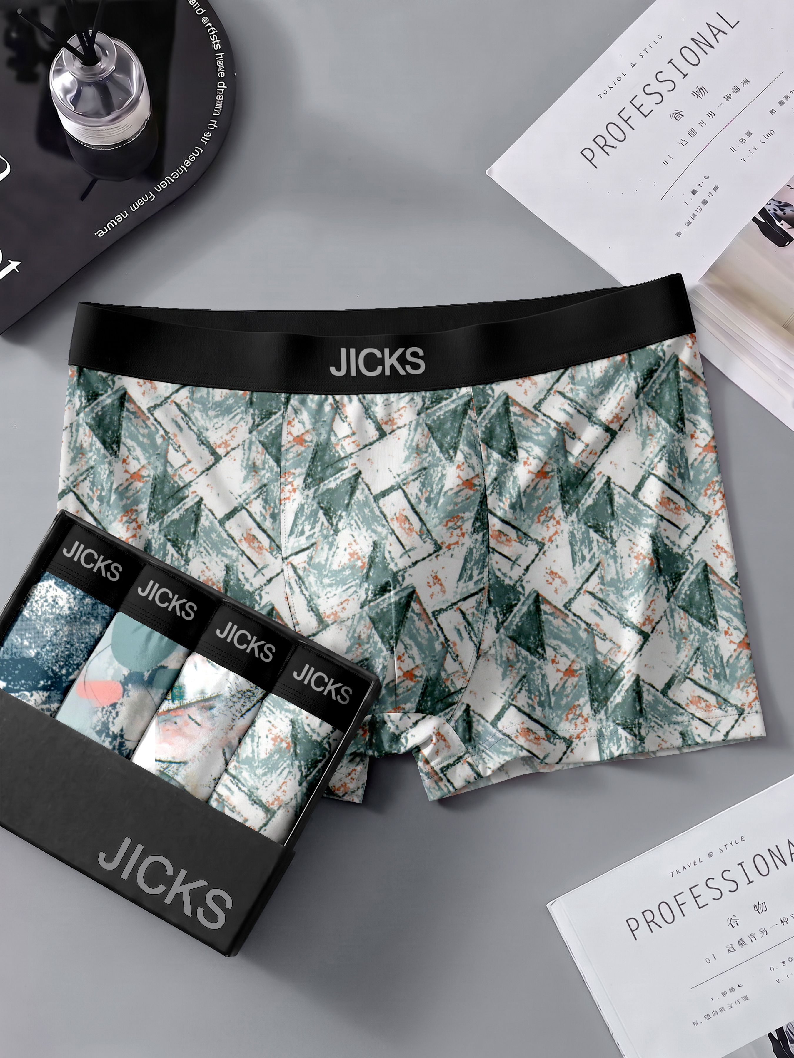 Pack of 4 Geometric Print Men Trunk-image-7