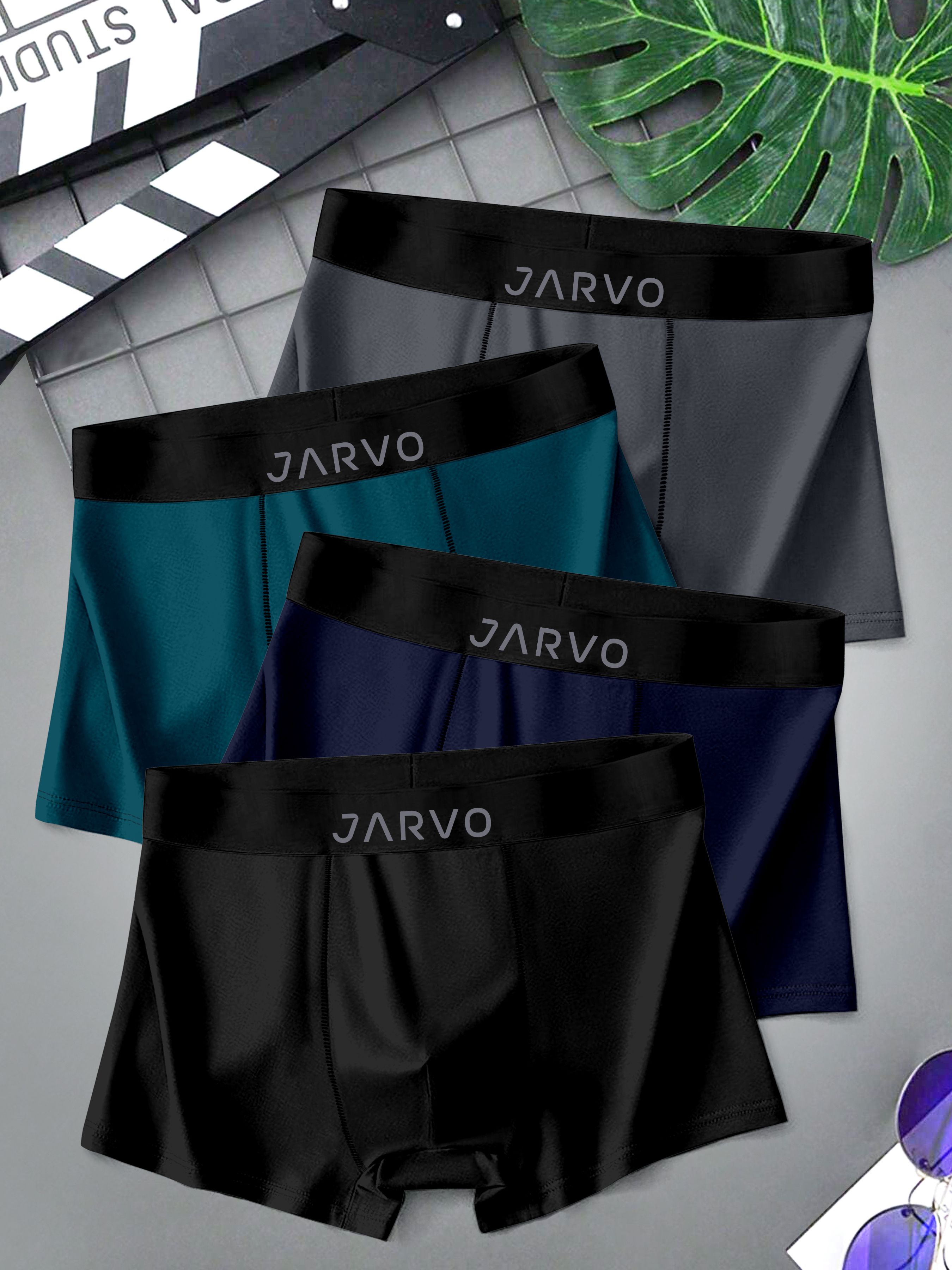 jarvo Pack of 4 Solid, Printed, Self Design Men Trunk-picture-18