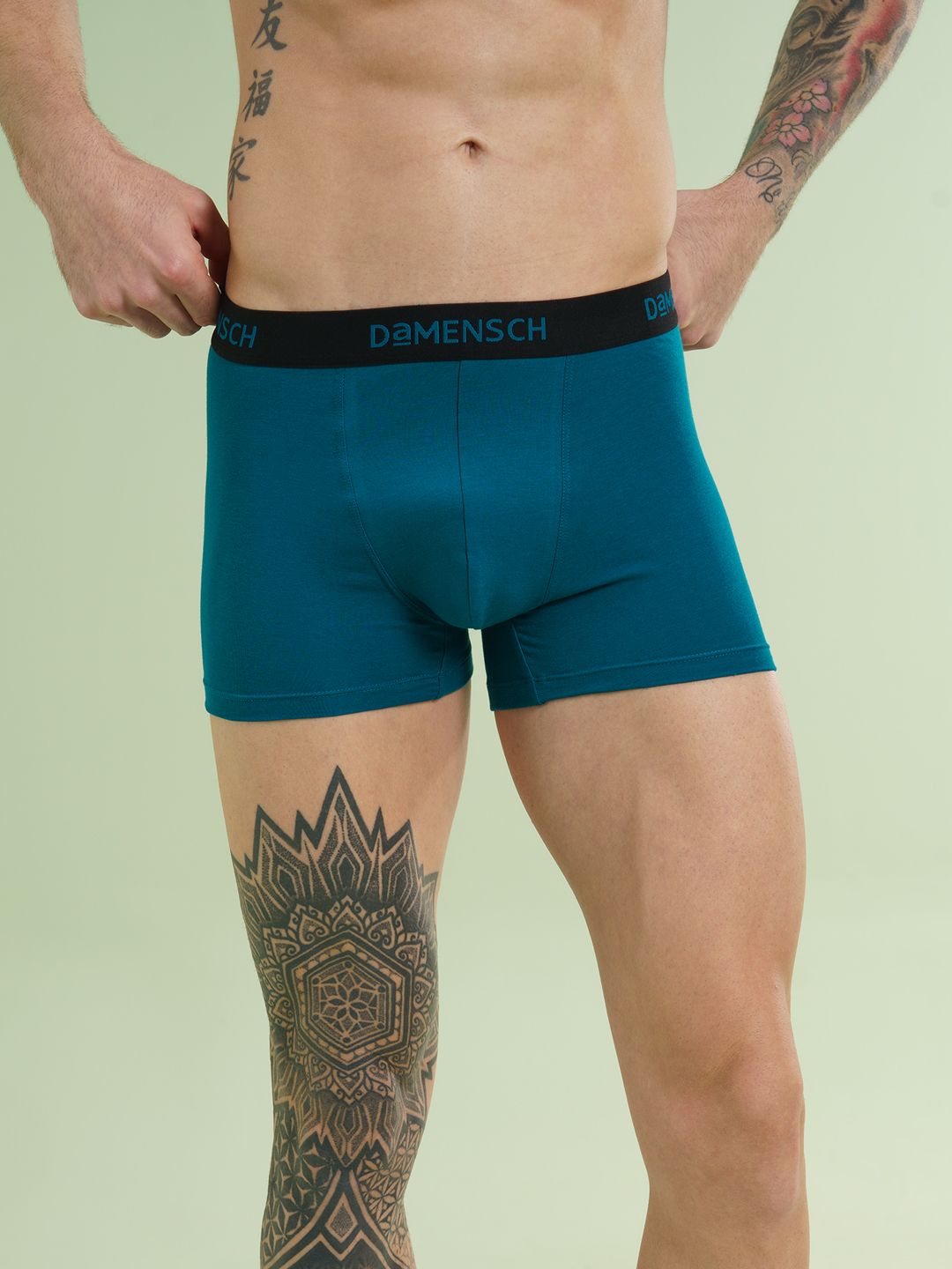 damensch Feel Mint Combed Cotton Blue Solid Men Trunk-picture-11
