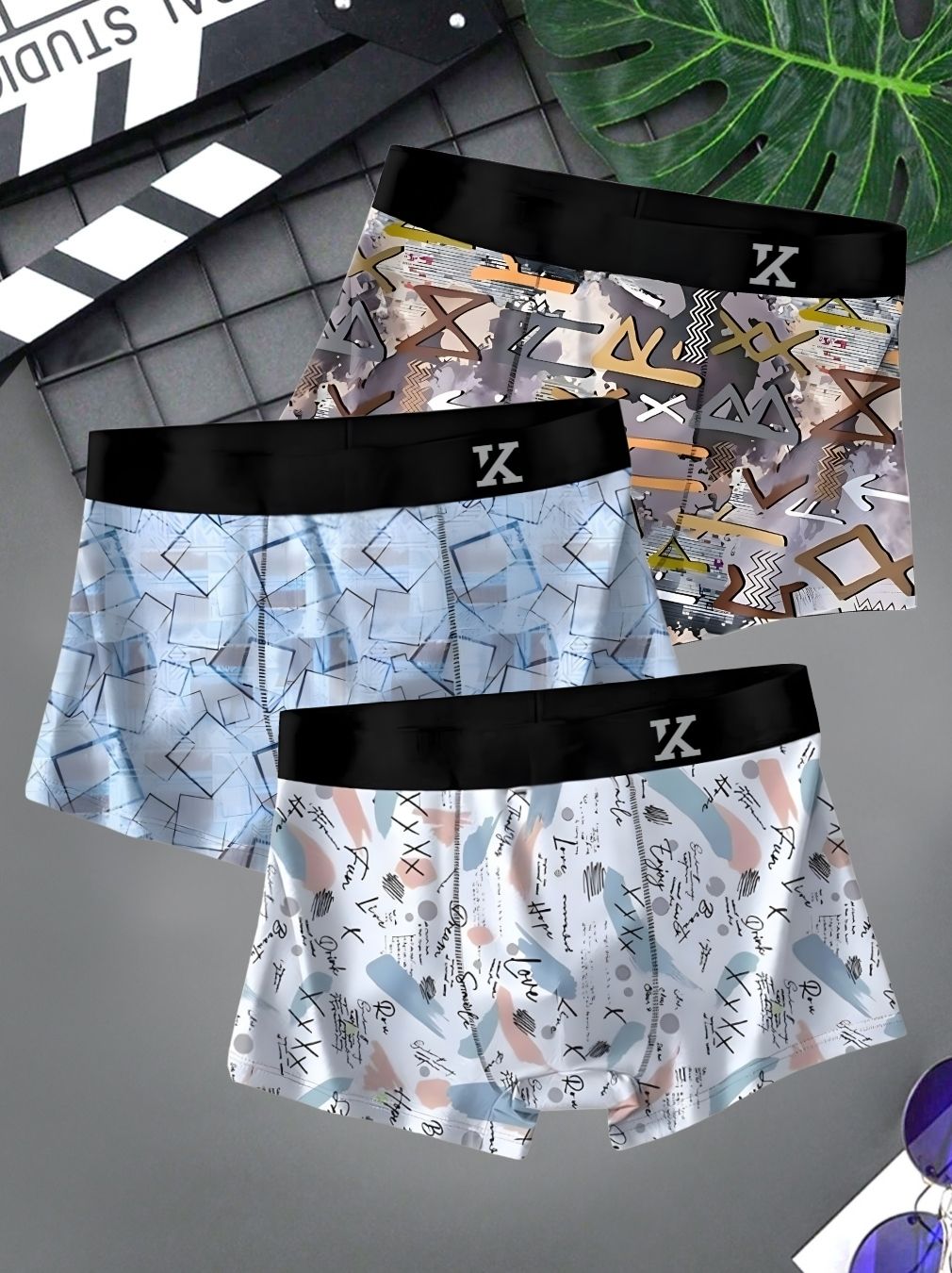 kinu Pack of 3 Geometric Print Men Trunk-picture-36