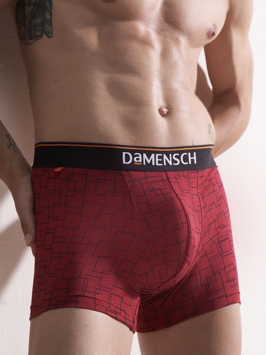 damensch Deo-Cotton Anti-Bacterial Red Printed Men Trunk-picture-23