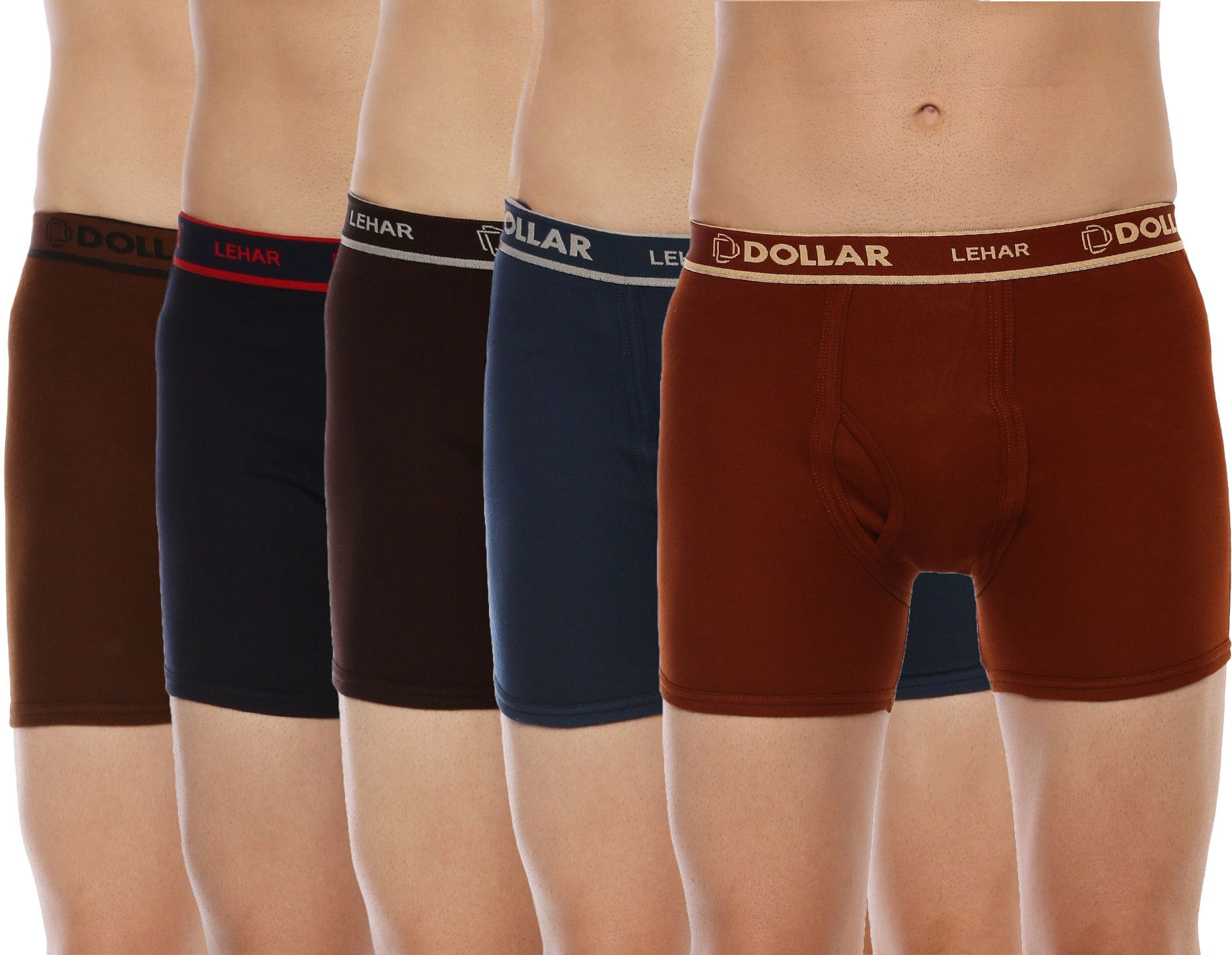 Pack of 5 Dollar Lehar Mens Combed Cotton Trunk - Pack of 5 - Actual Colour May Vary Solid Men Trunk-picture-18