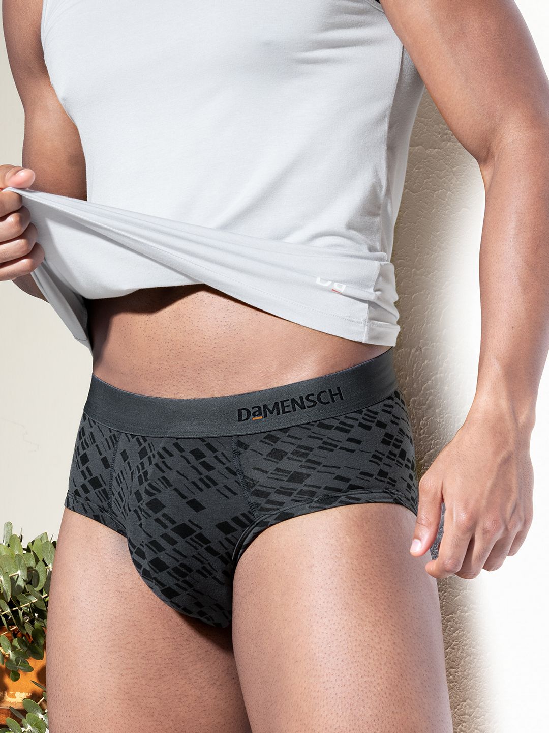 damensch Deo-Soft Micro Modal Grey Striped Men Brief-picture-15