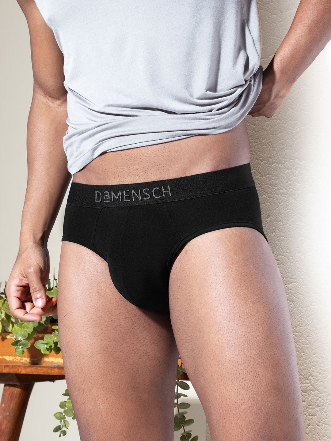 damensch Micro Modal Moisture Wicking Black Solid Men Brief-picture-28