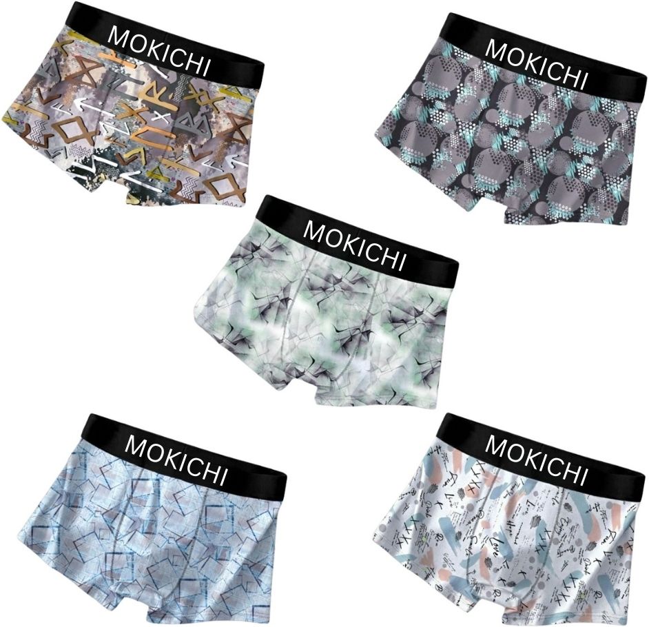 mokichi Pack of 5 Printed, Geometric Print Men Brief-picture-18