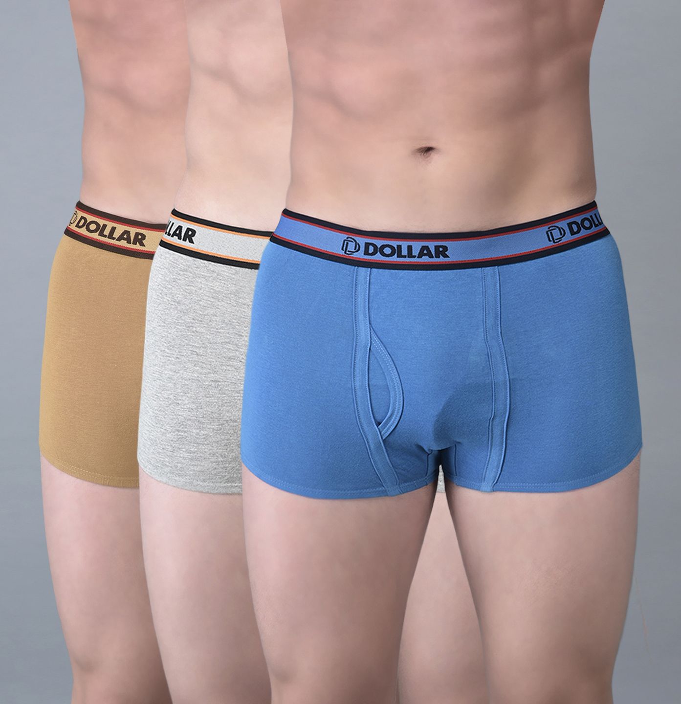 dollar bigboss Pack of 3 Combed Cotton Double Pouch Support Solid Men Trunk-picture-18