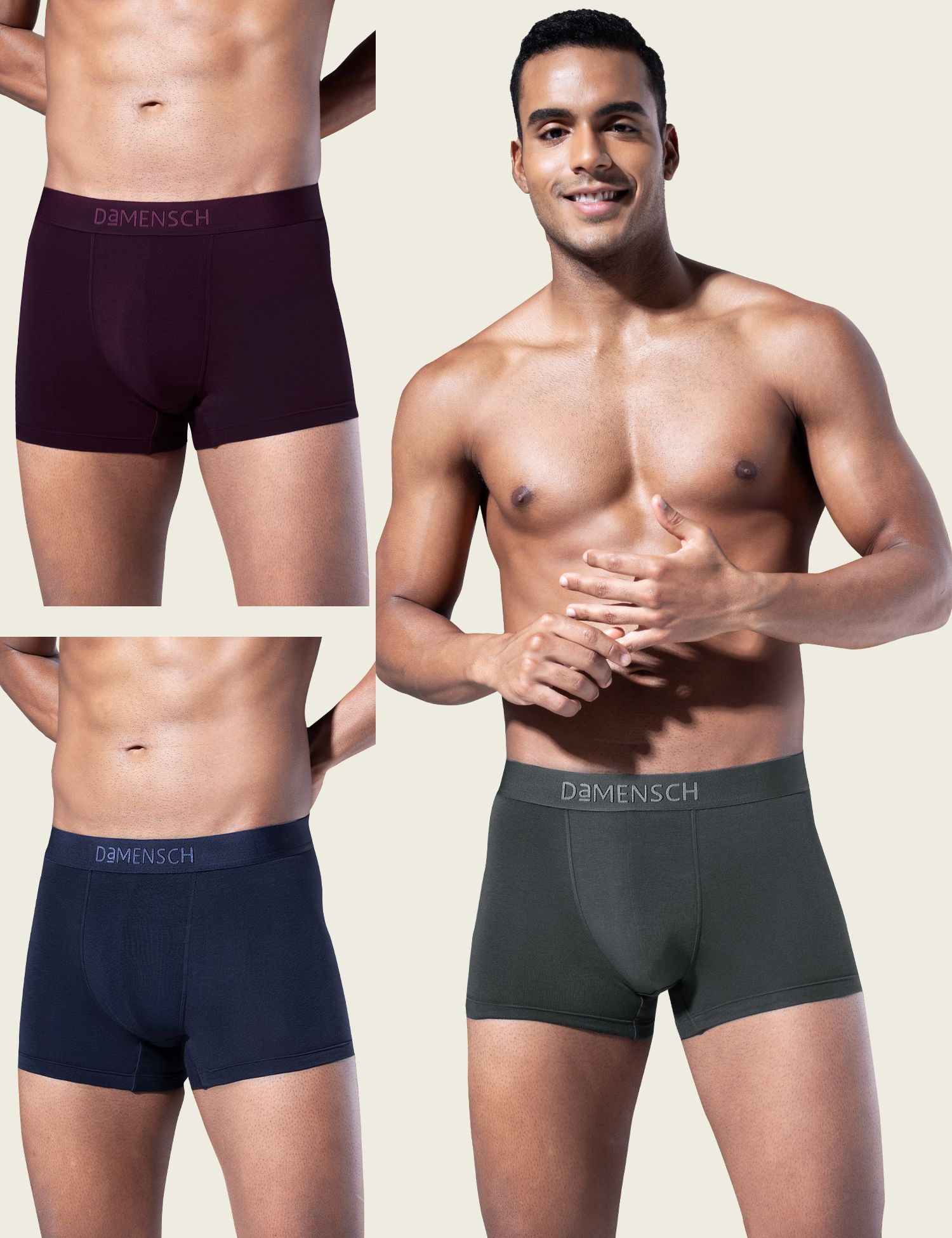 damensch Pack of 3 Micro Modal Stretch Anti-Bacterial Solid Men Trunk-picture-19