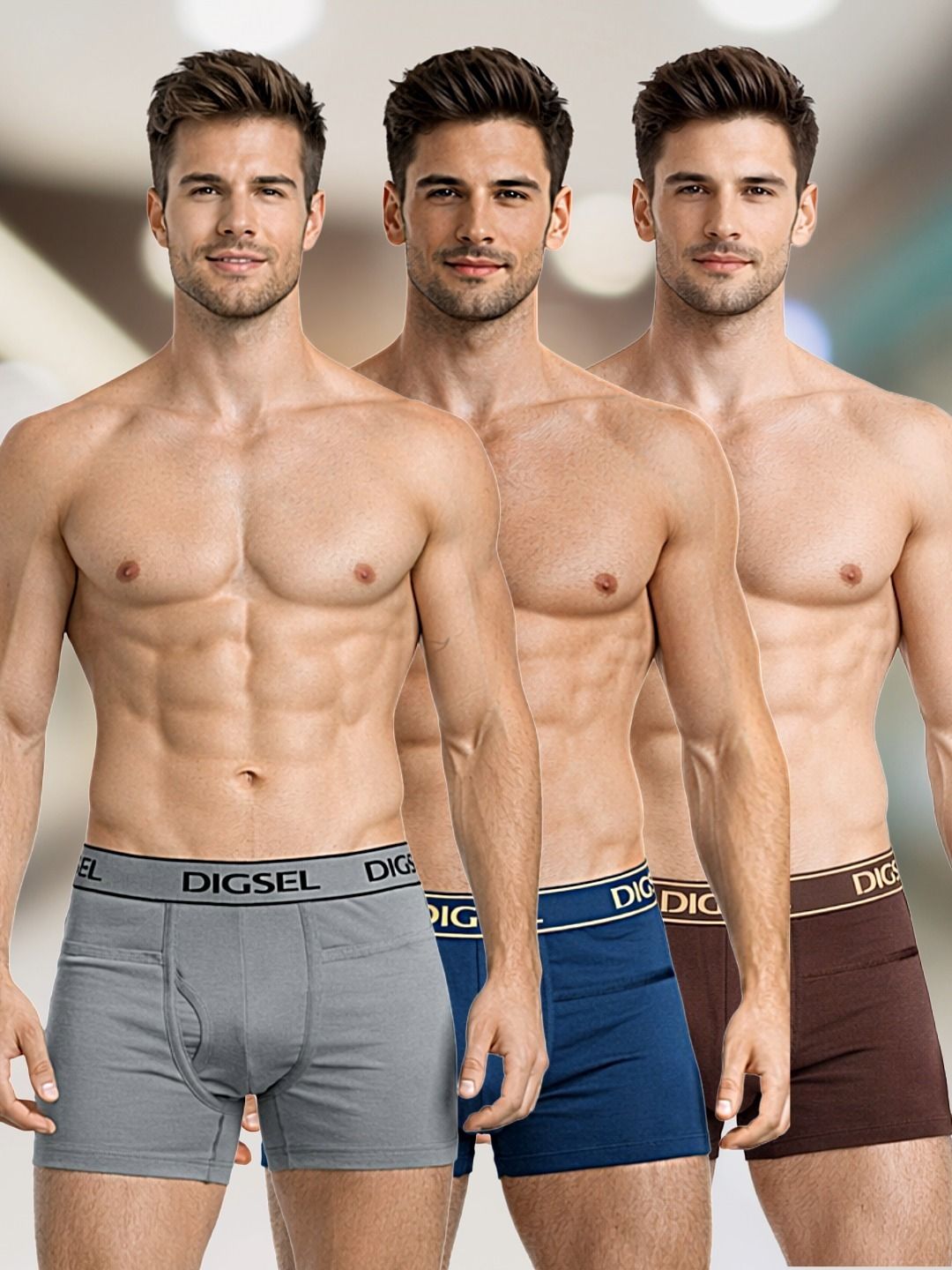 digsel cottons Pack of 3 Solid Men Trunk-picture-0