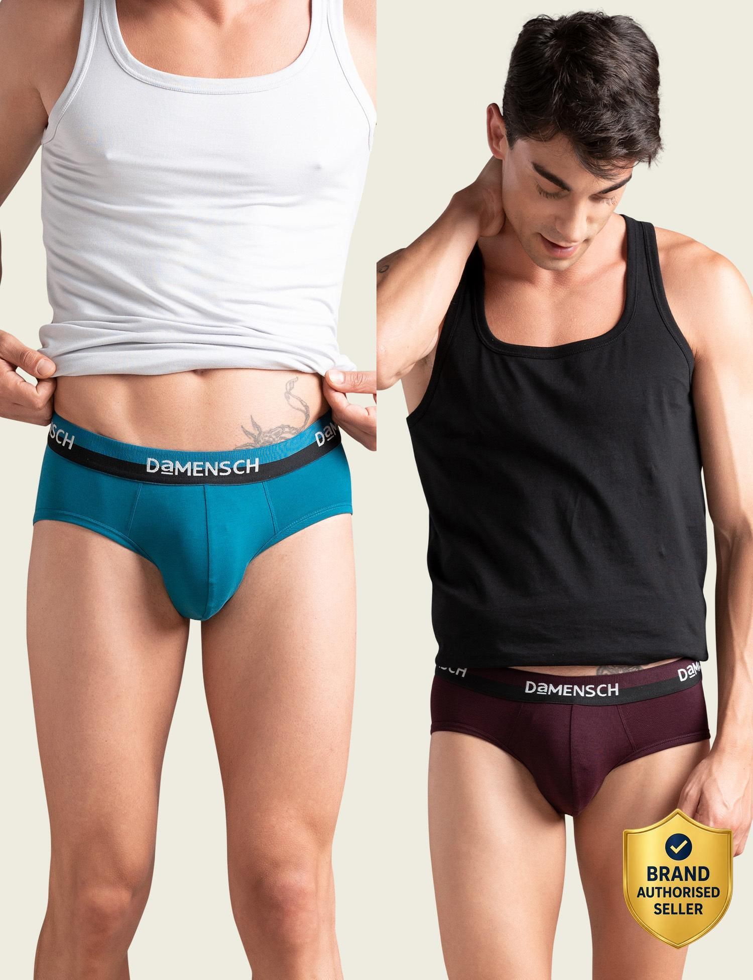 damensch Pack of 2 Combed Cotton Stretch V Shape Solid Men Brief-picture-11