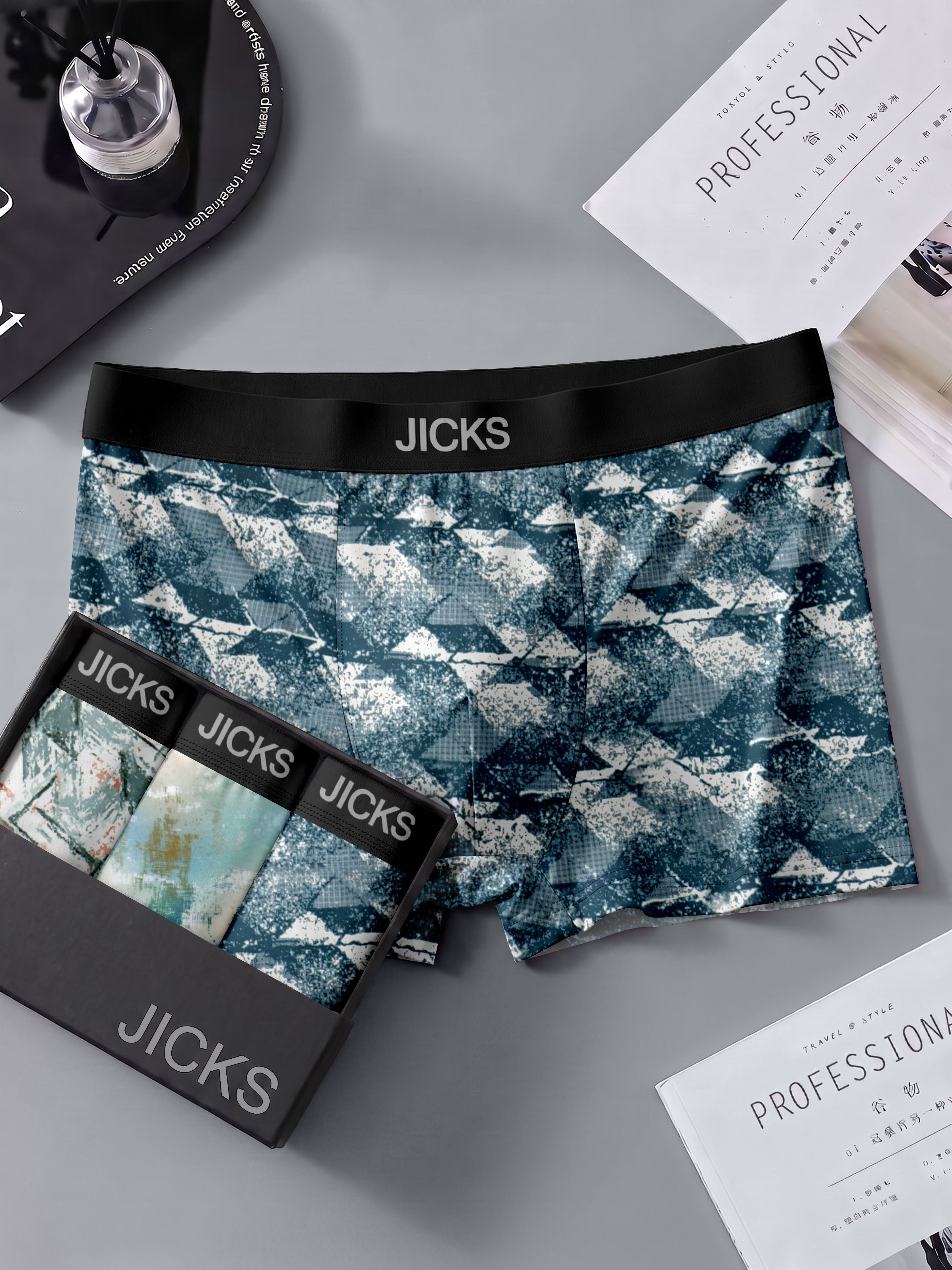 Pack of 3 Geometric Print Men Trunk-image-8