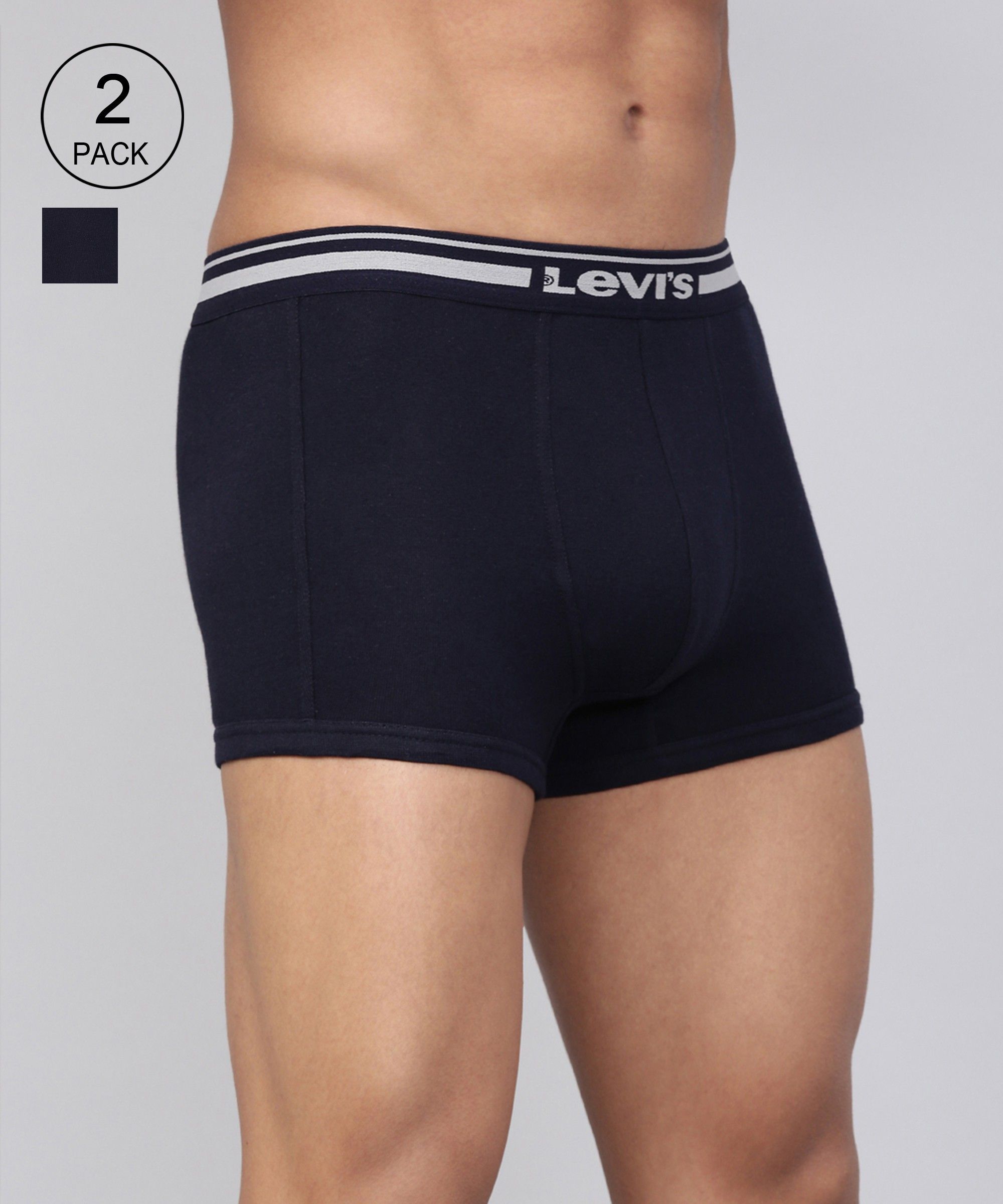 levi's Pack of 2 Contoured Double Pouch, Tag Free & Smartskin Technology Style# 003 Comfort Solid Men Trunk-picture-12